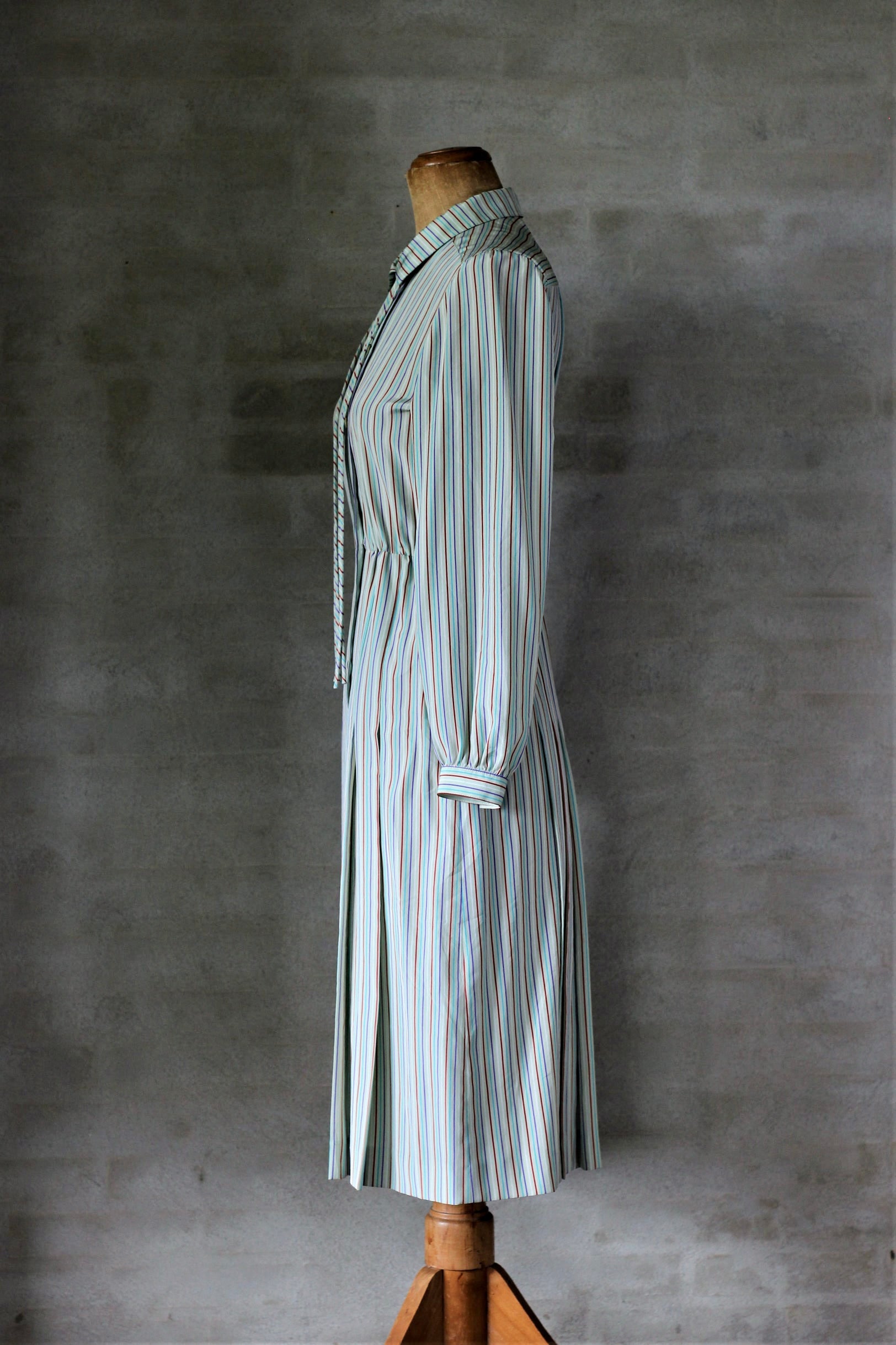 1980s Striped Silk Dress from Paris//Size S/M