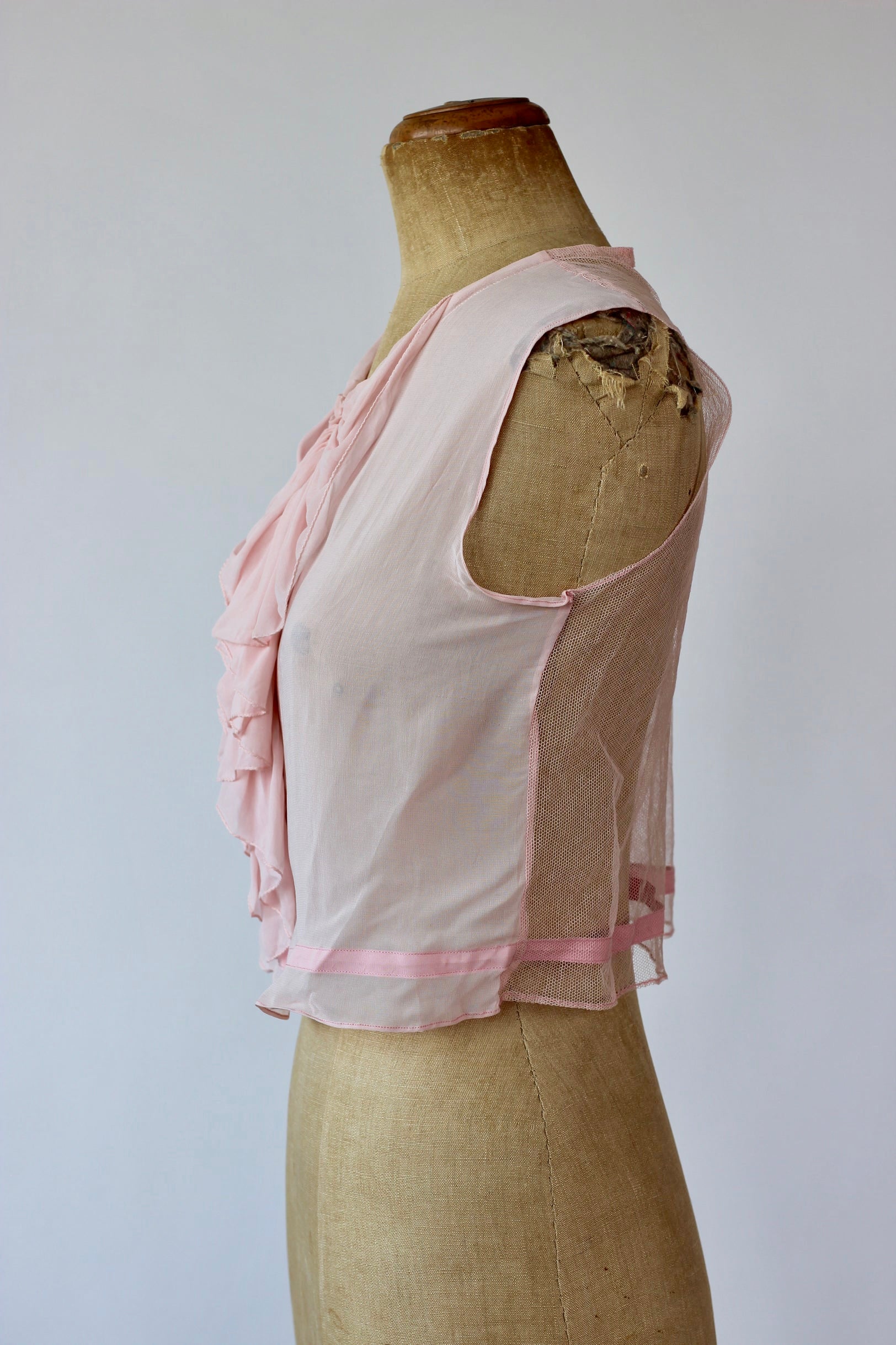 1930s Pink Silk Blouse//Size S/M