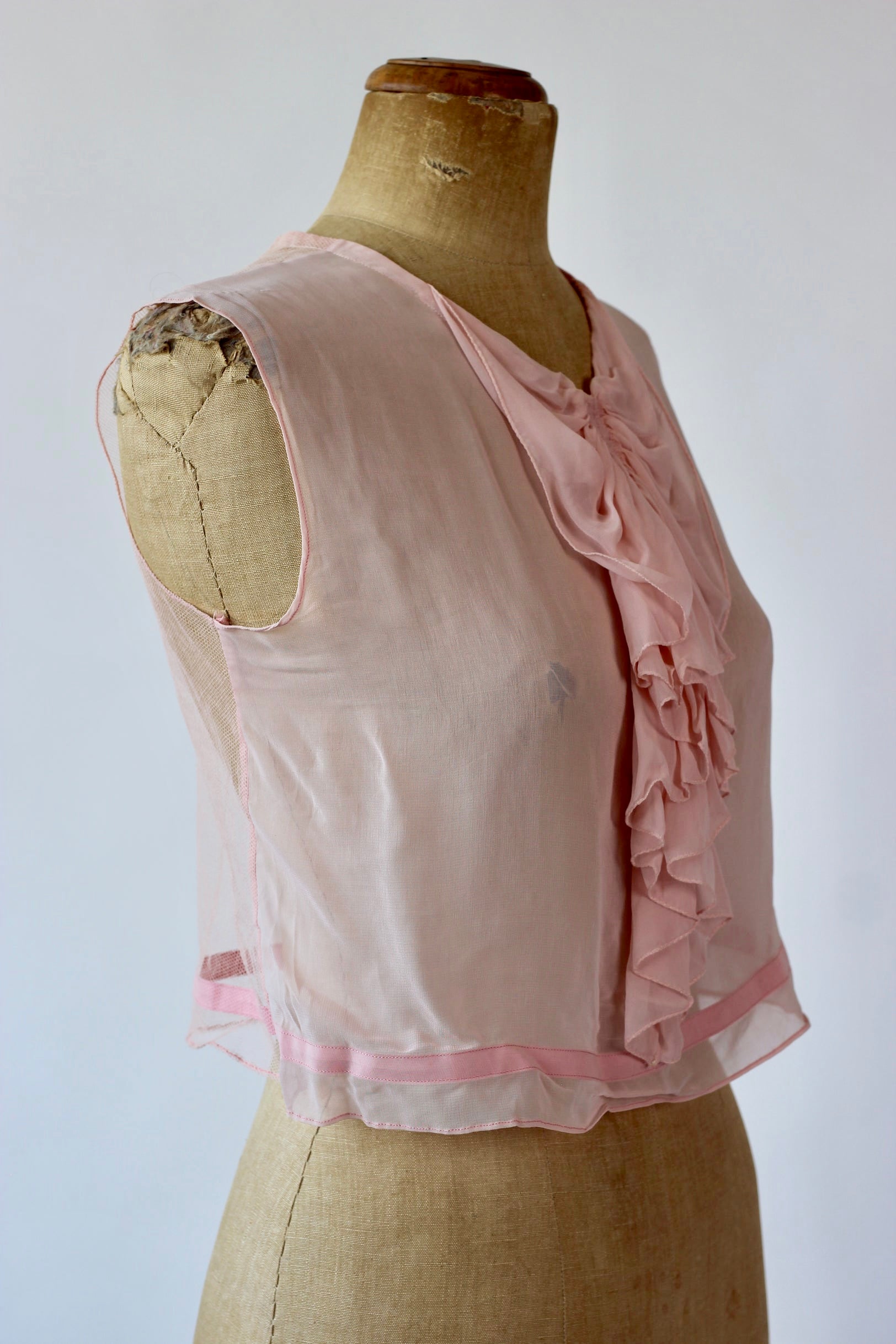 1930s Pink Silk Blouse//Size S/M