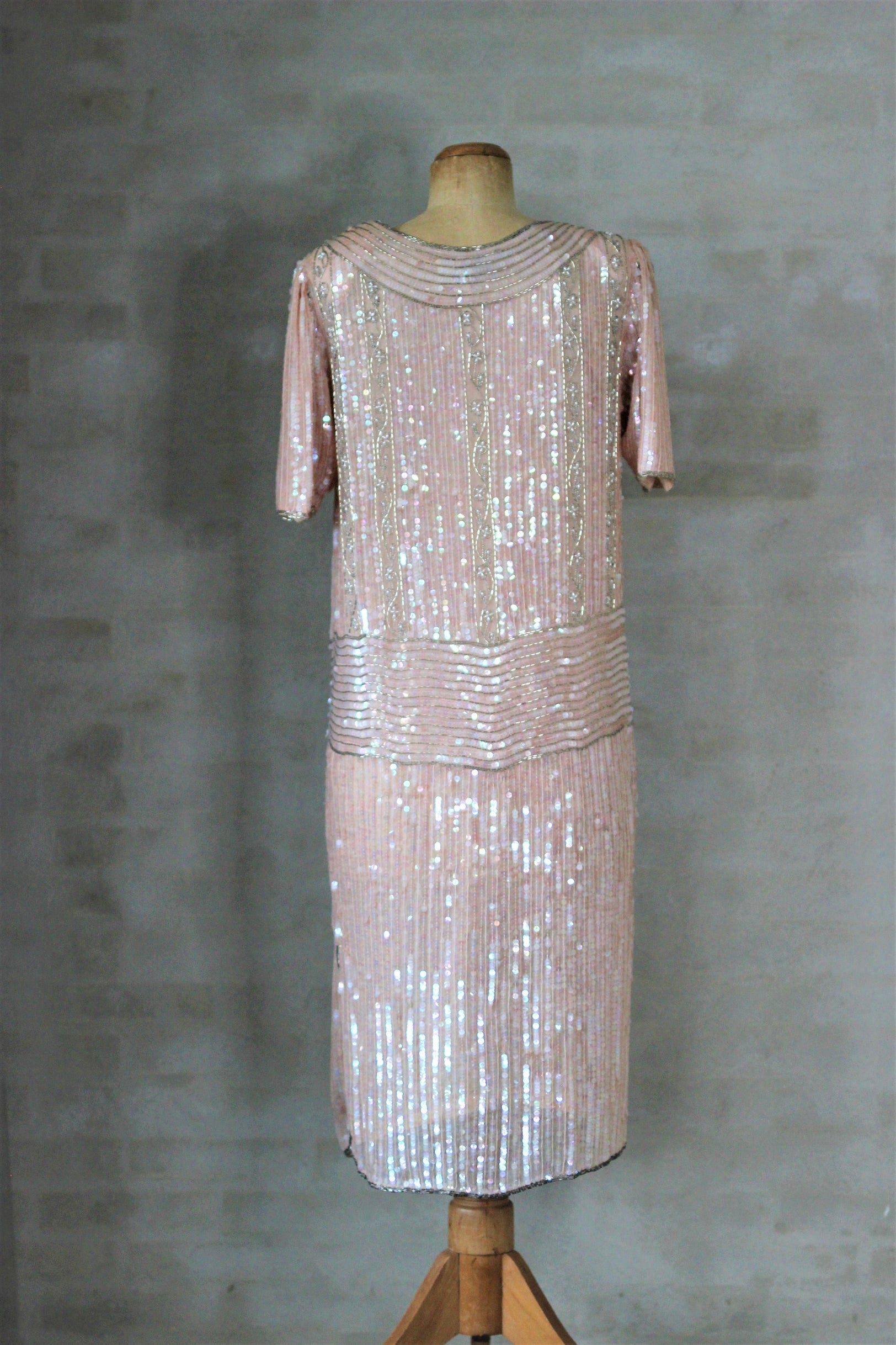 Beaded Sequin Silk Dress// Size M