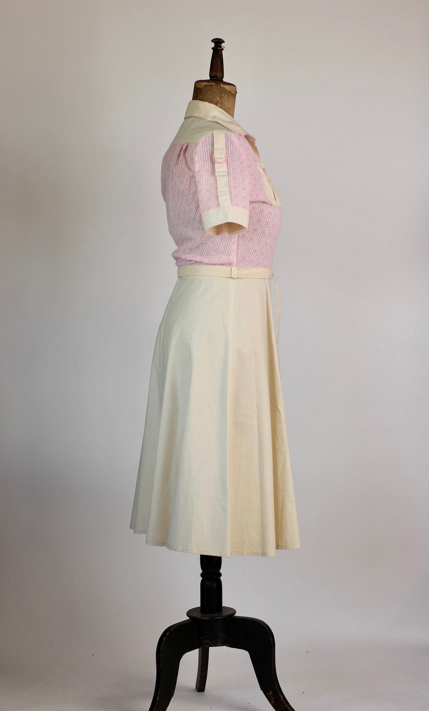 1970s Shirtdress in Cotton//Size M