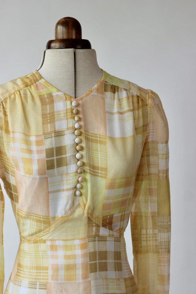 1960s Pastel Semi Sheer Dress//Size S/M
