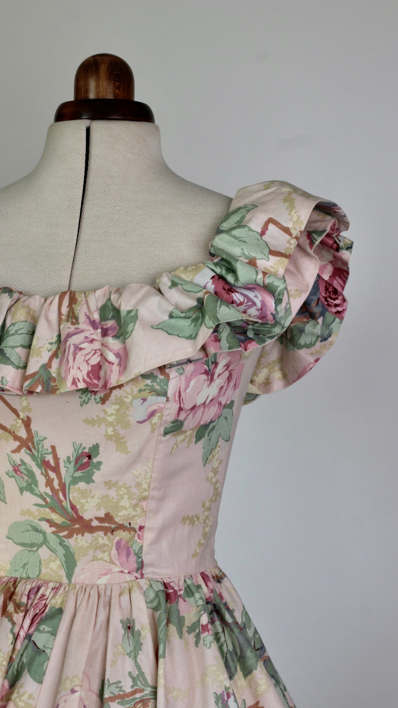 1980s Vintage Sleeveless Floral Dress//Corsage Top//Size S