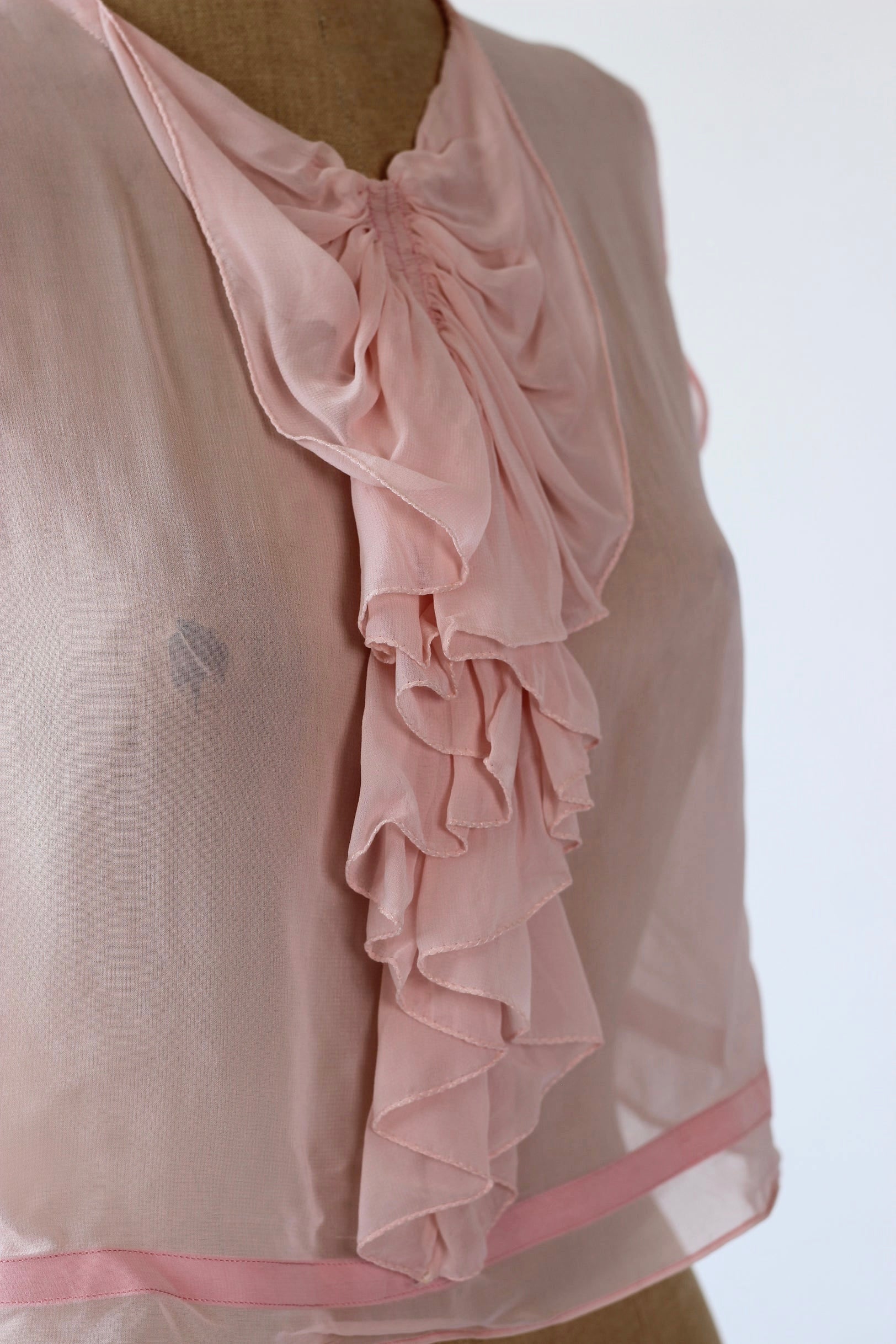 1930s Pink Silk Blouse//Size S/M