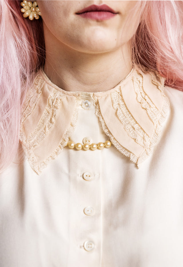 Vintage Silk Collar in Pale Pink