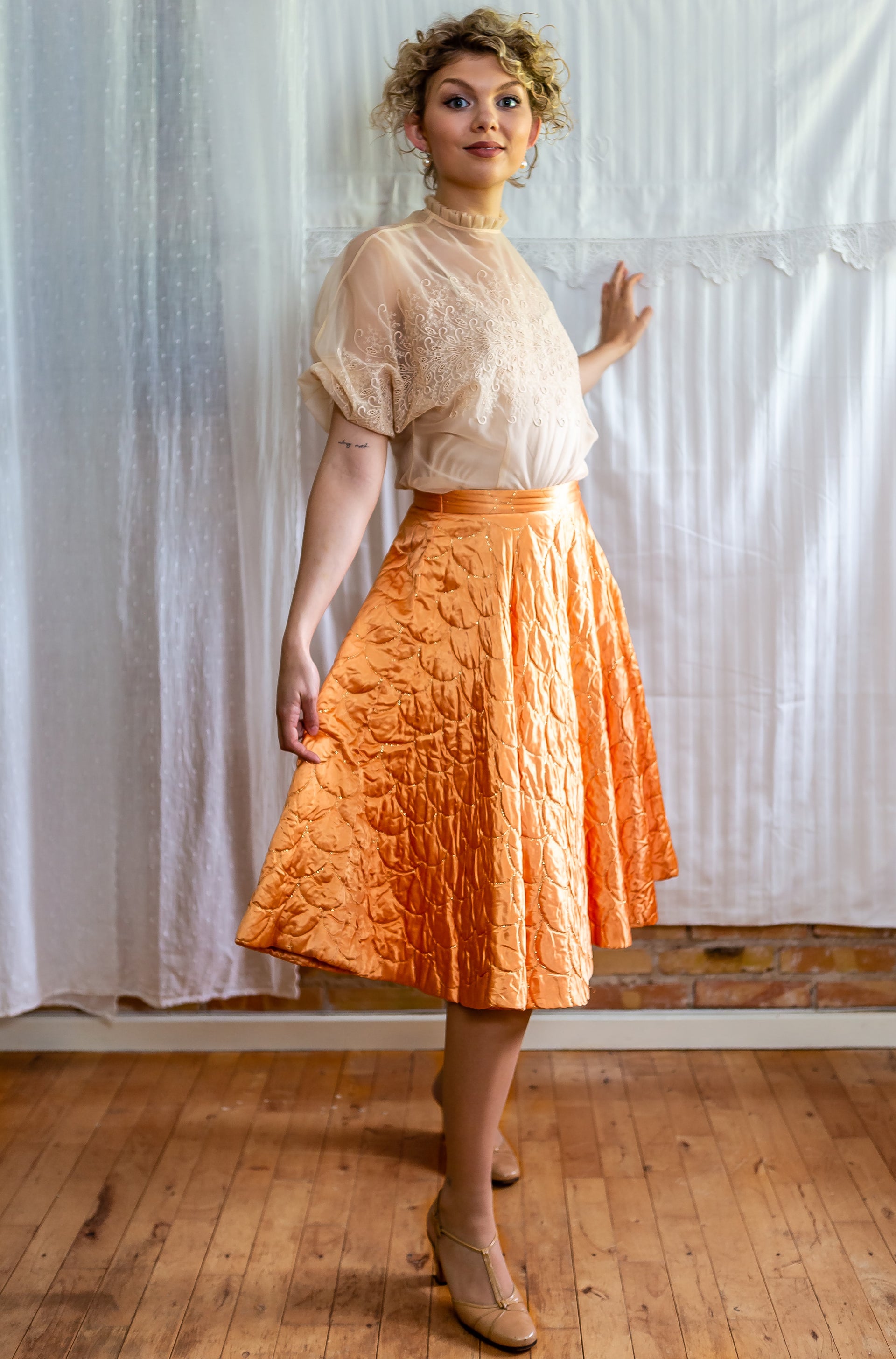 1950s Copper Quilted Circle Skirt