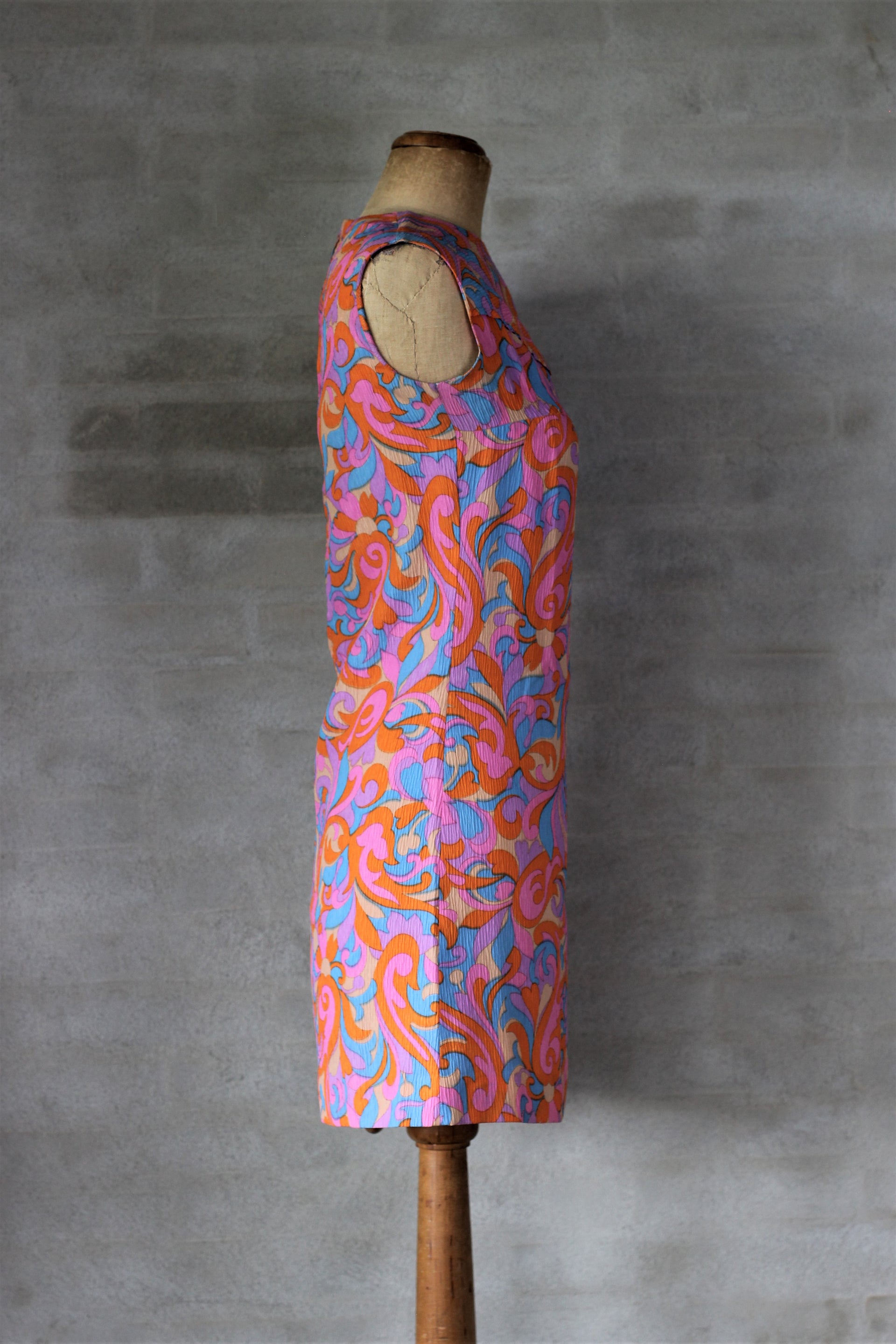 1960s 1970s Psychedelic//Size S Dress