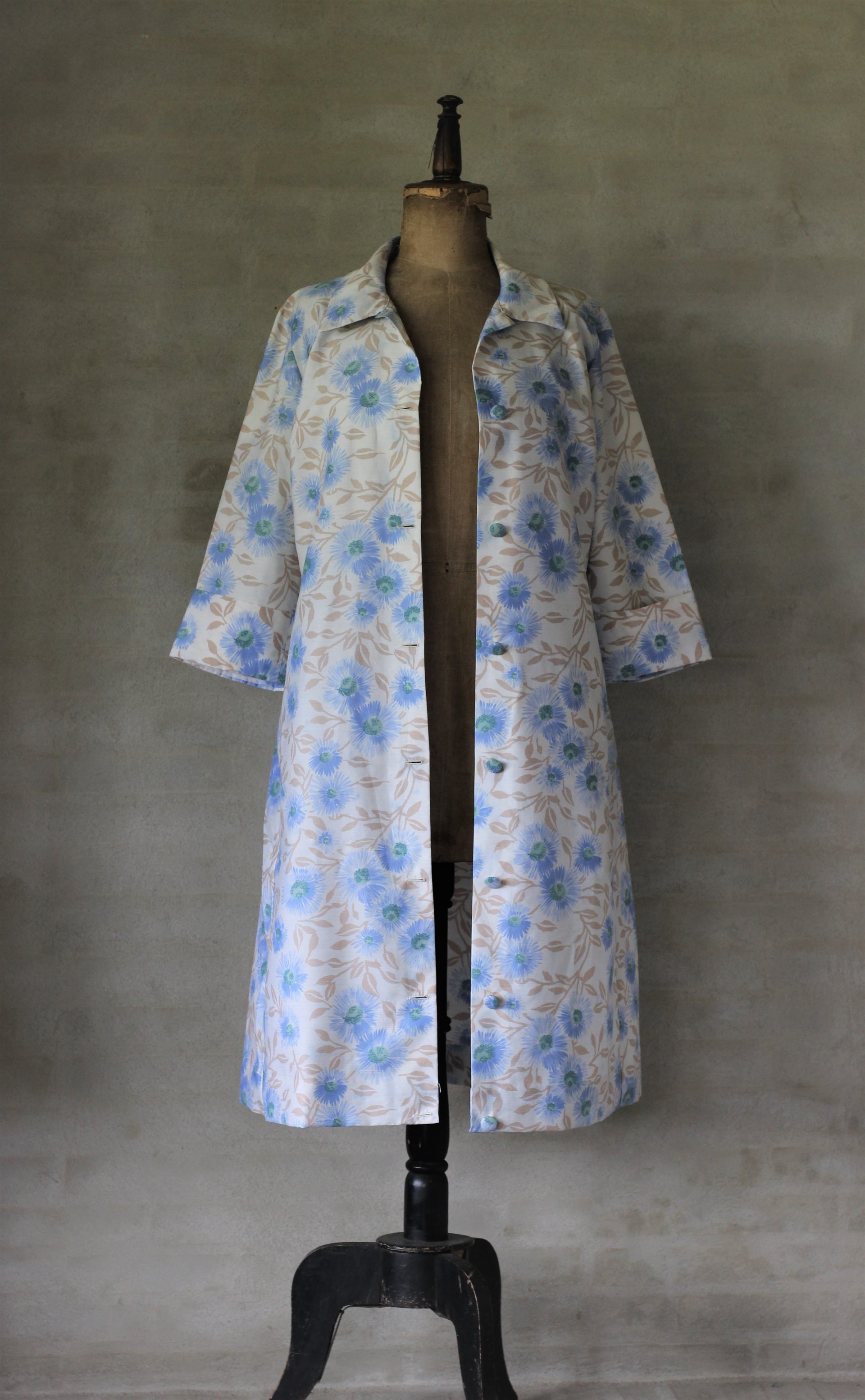1960s Duster Coat//Floral Coat//Size M/L
