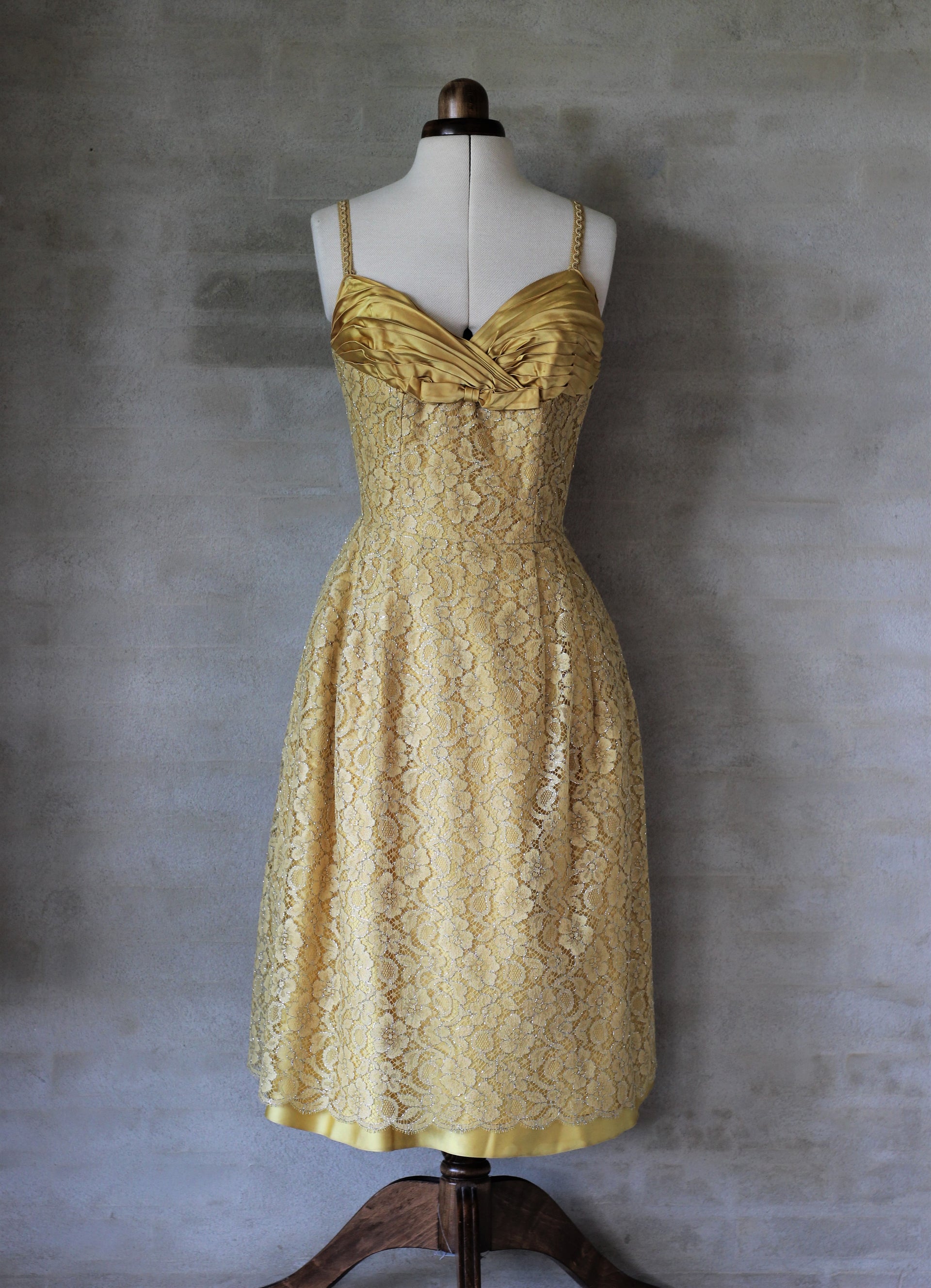 1950s Yellow Lace Dress
