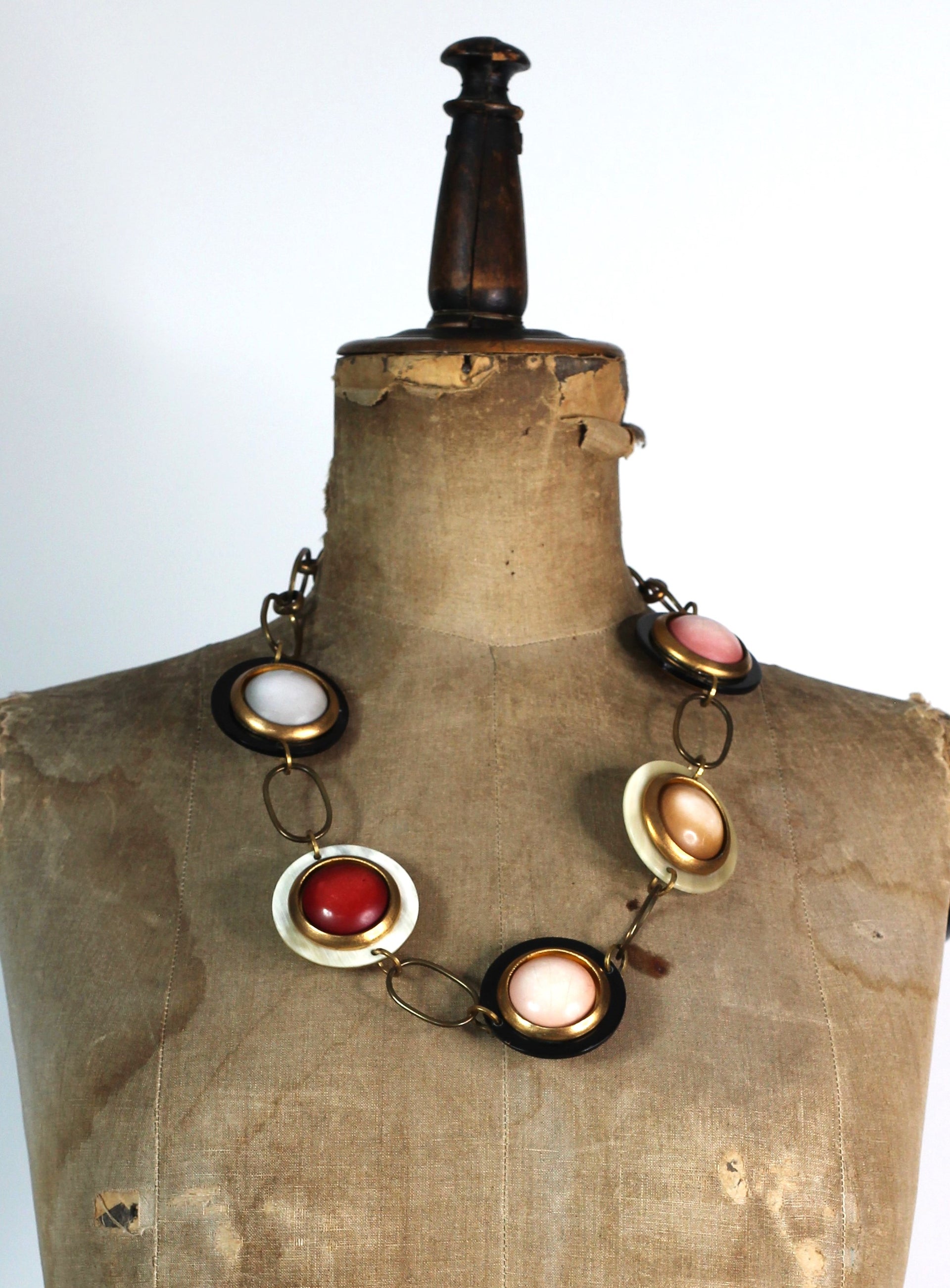 1980s Art Deco Style Brass Necklace