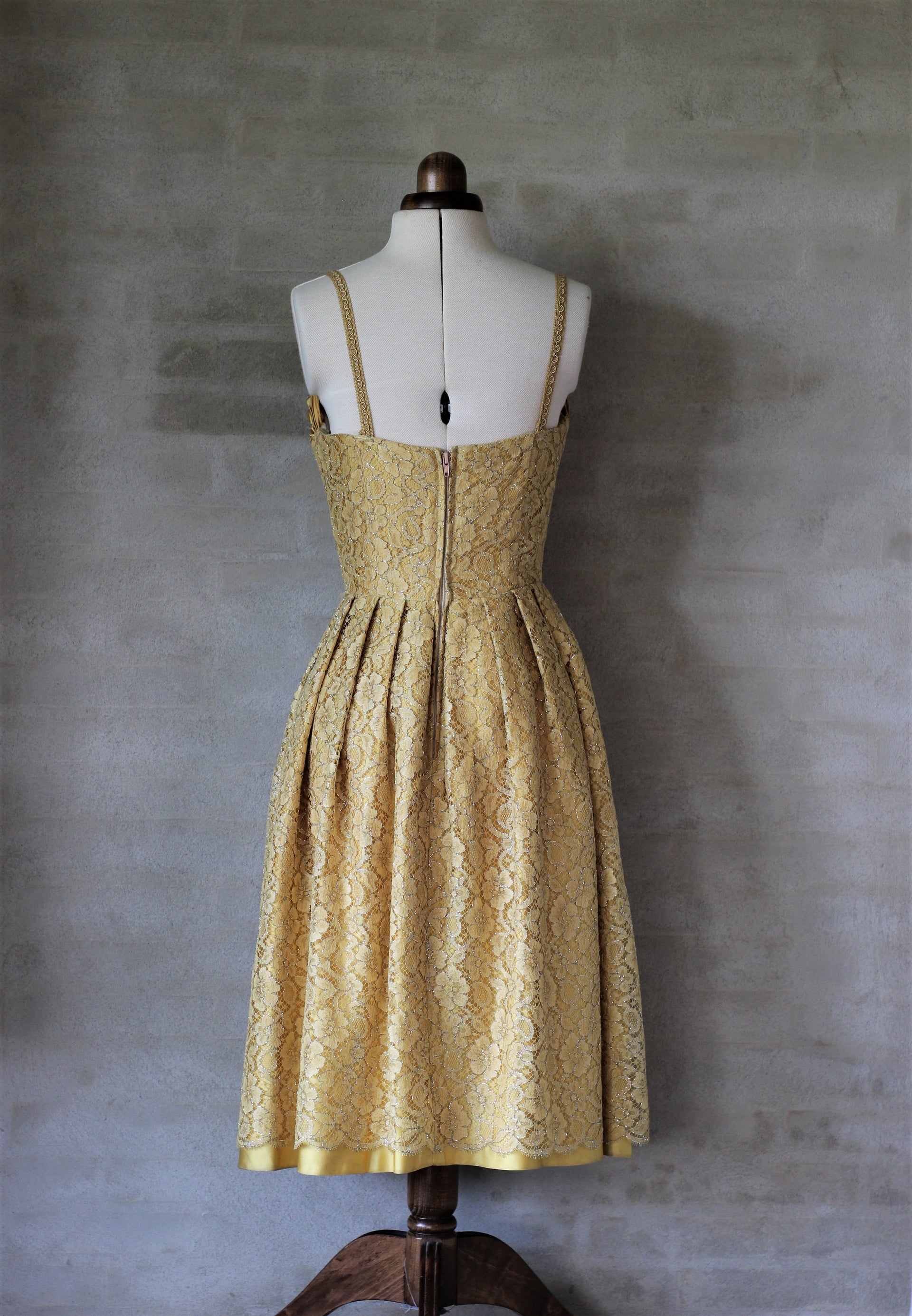 1950s Yellow Lace Dress