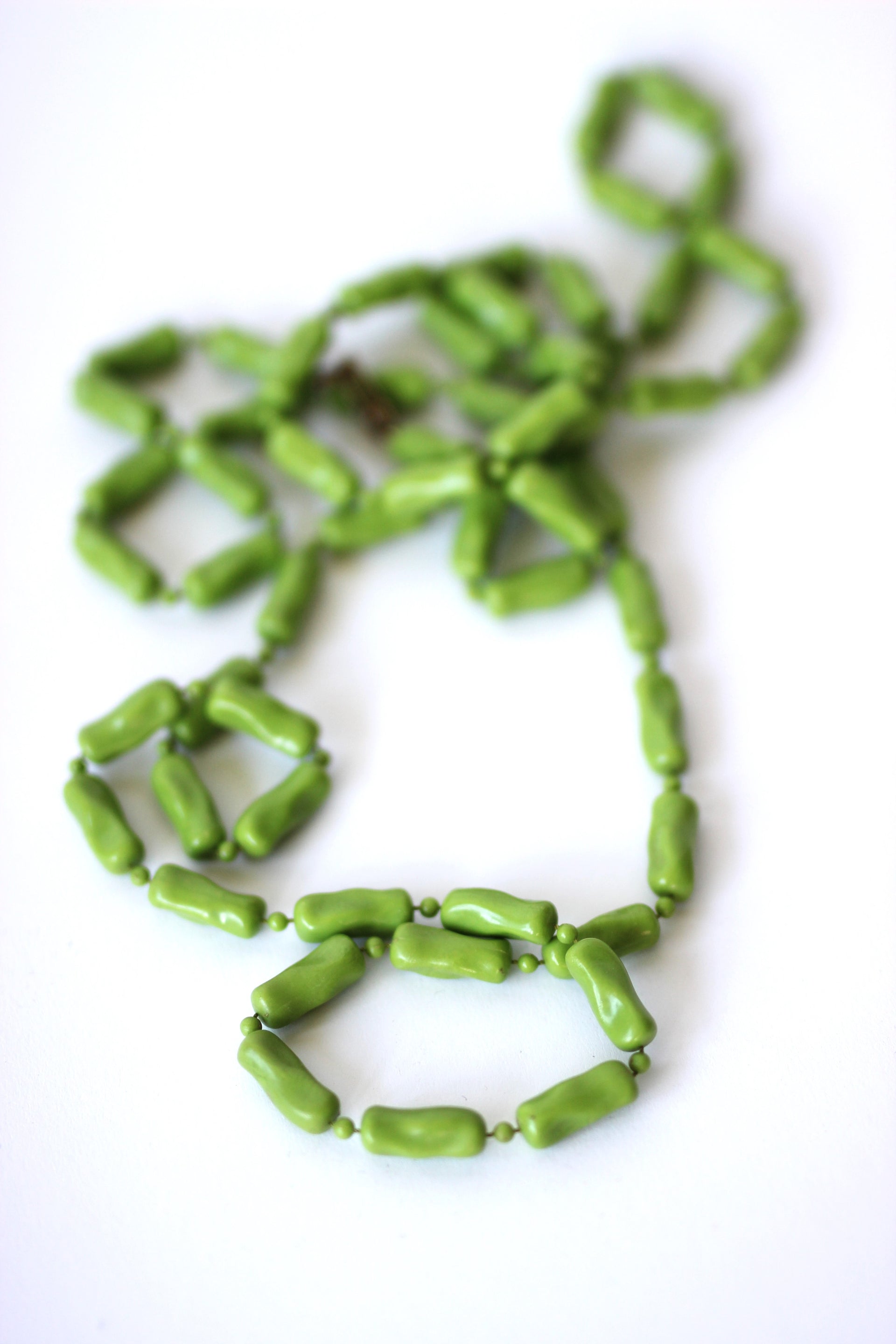 Long Bright Green Necklace.