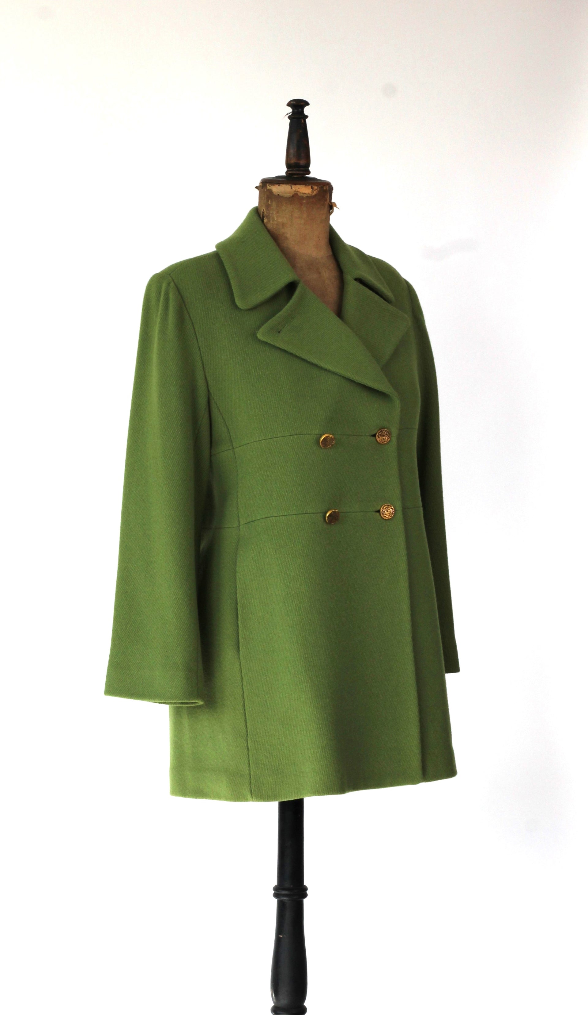1990s Vintage Lime Green Double Breast Coat//Size M/L