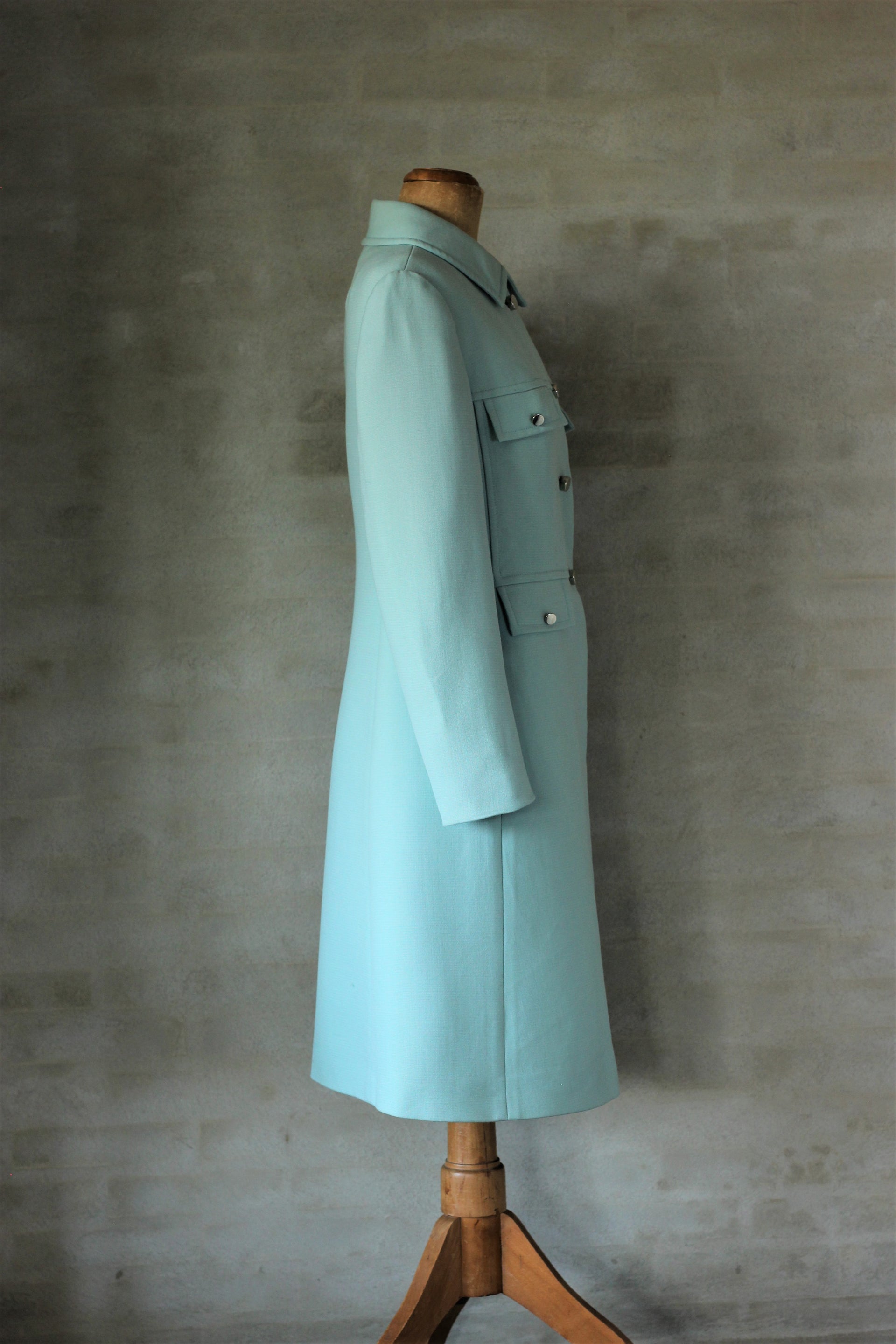 1960s Mint Green Wool Mod Coat//Size M/L