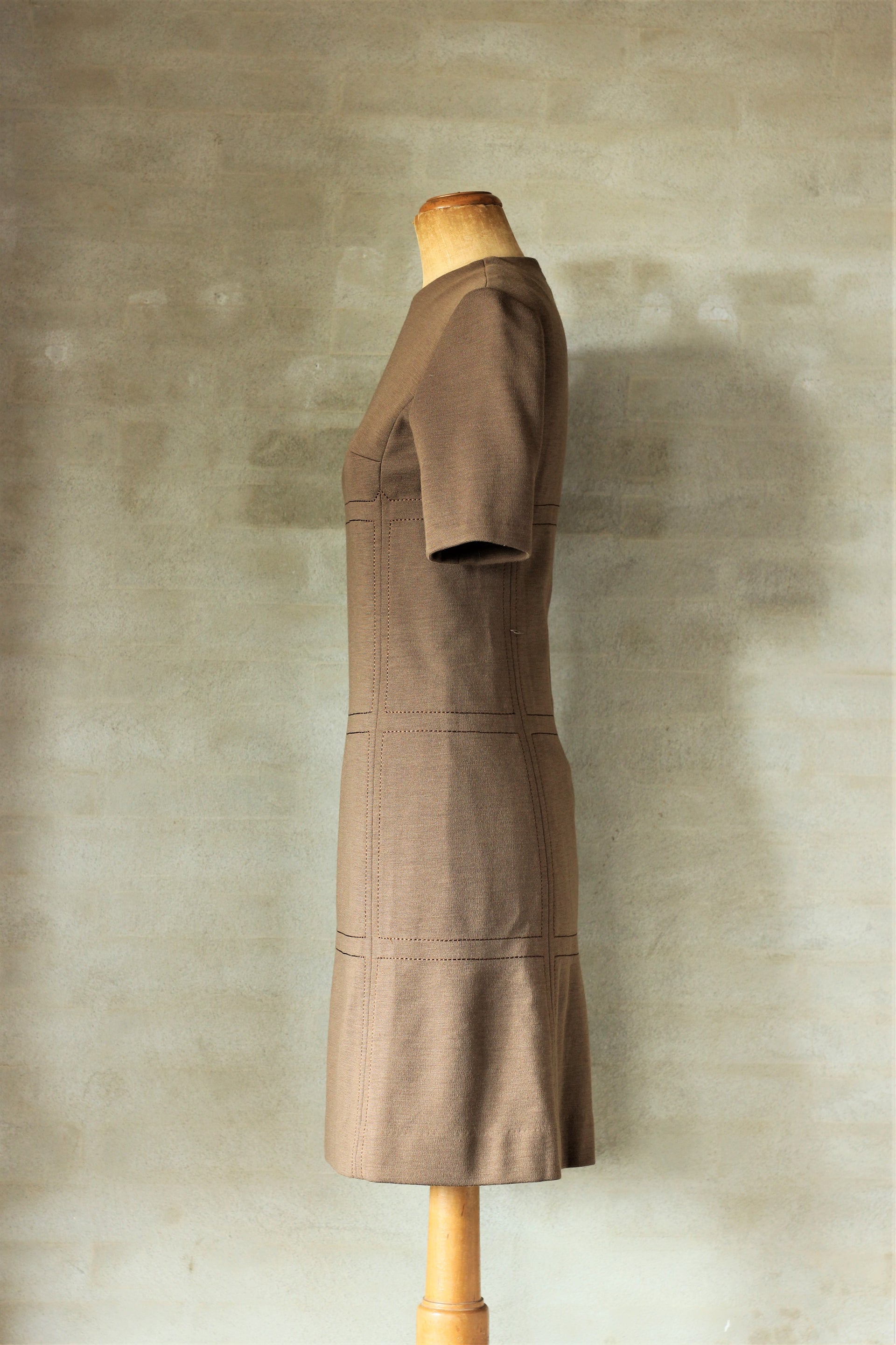 1960s Brown Classic Wool Mod Dress//Size M