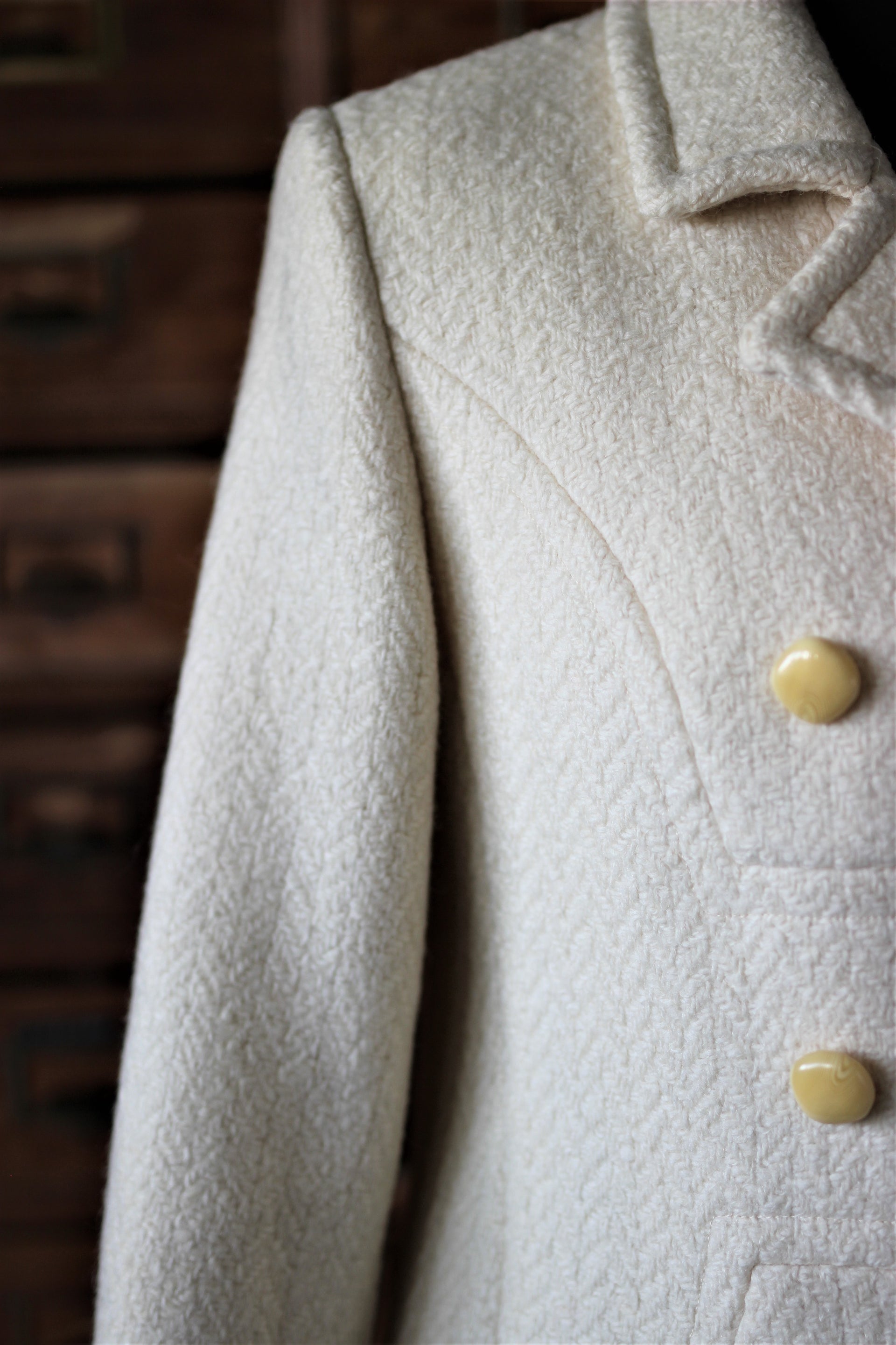 1960s Light Beige Tailored Wool Coat//Size M/L