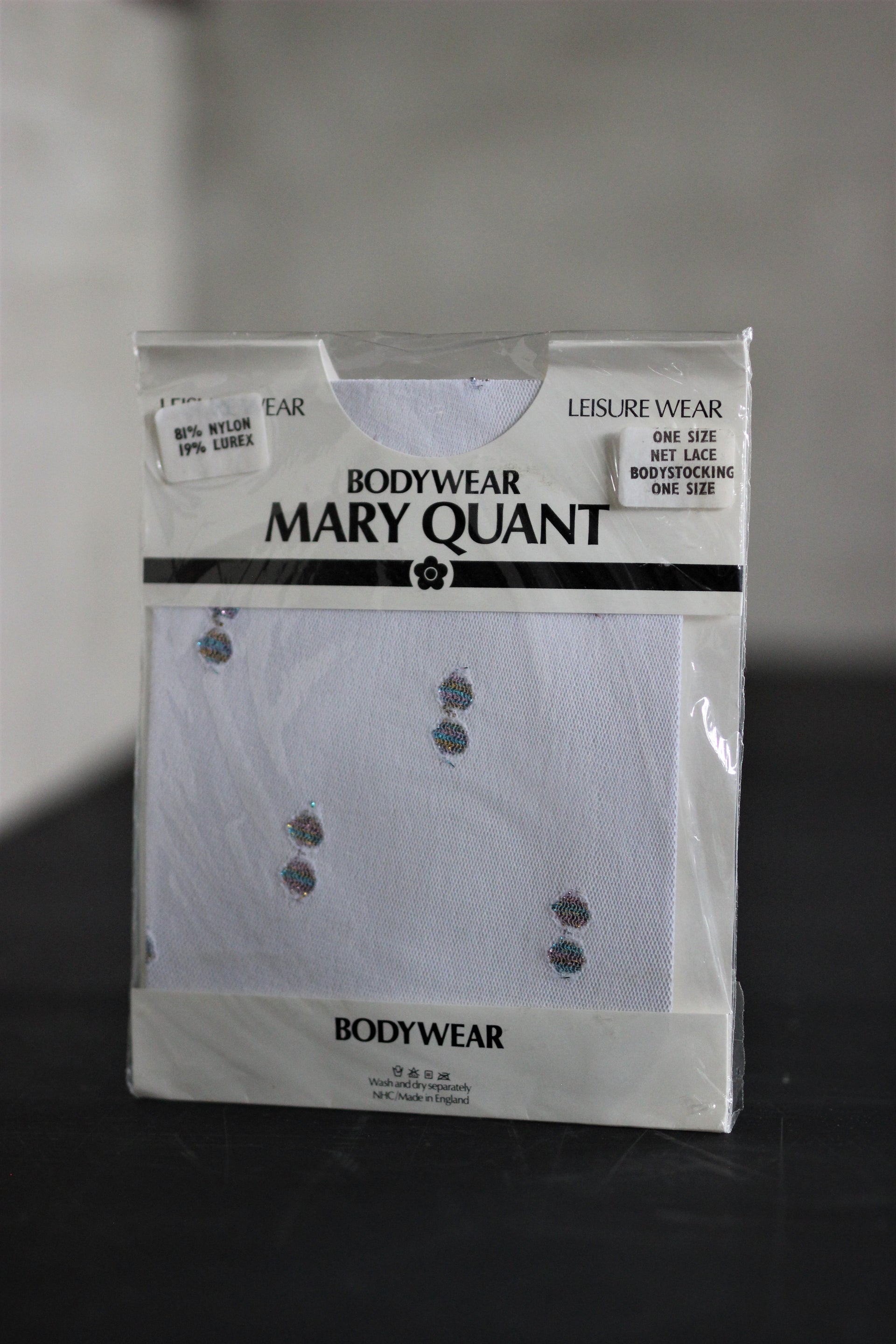 1980s White Net Lace with Glitter Dots Bodysuit//Size XS-M