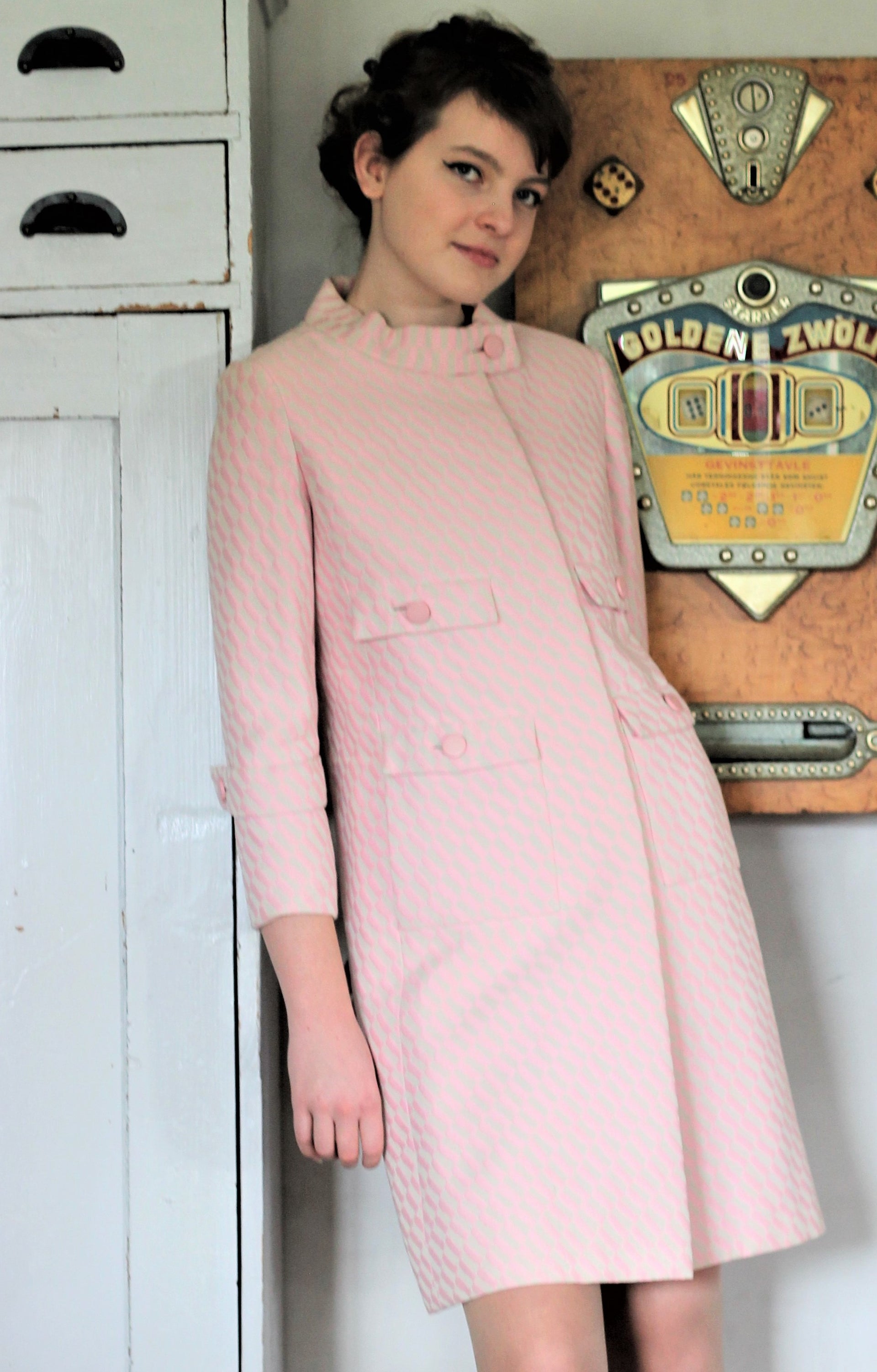 1960s Vintage Nina Ricci Pink Mod Coat