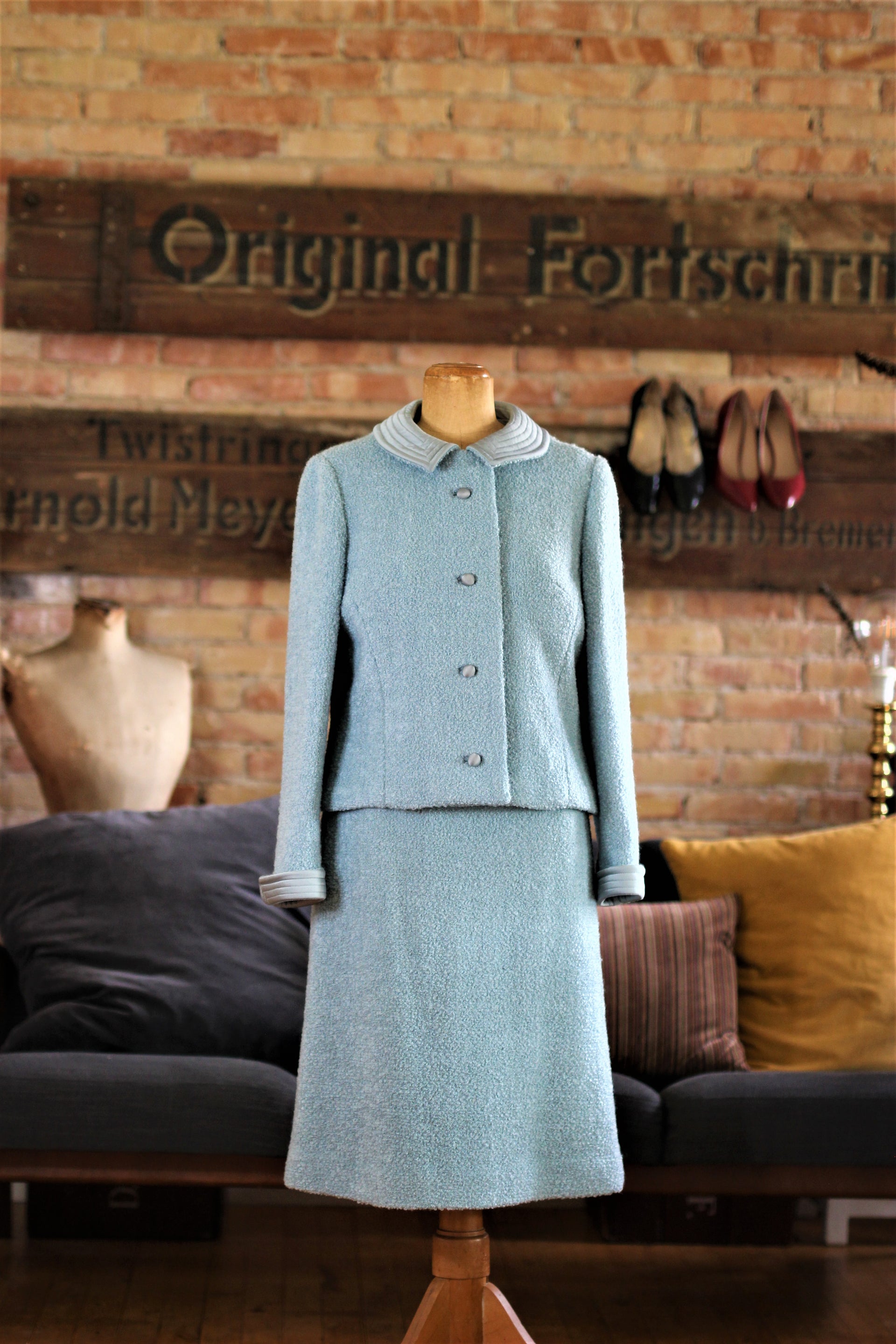 1960's Blue Wool Skirt Suit