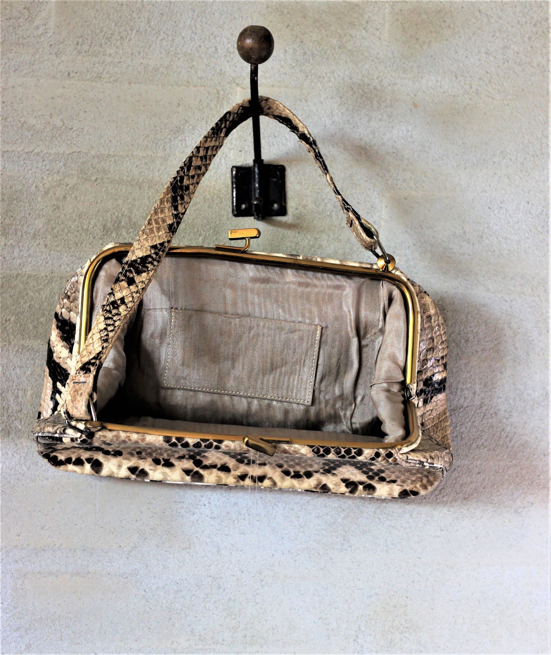 1950s Snake Skin/Leather Top Handle Bag