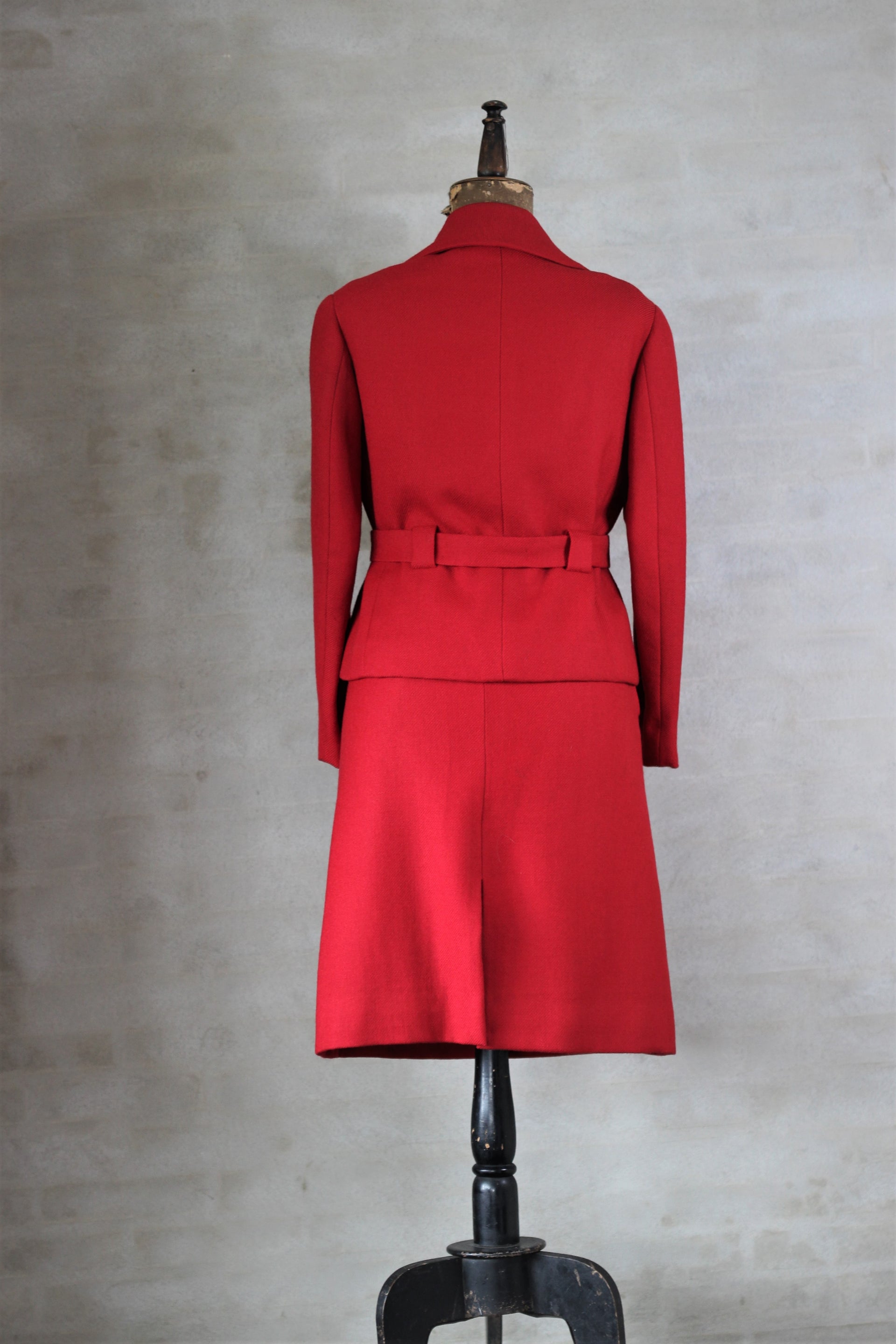 1960s Cherry Wool Skirt Suit// Size M                                   SU5