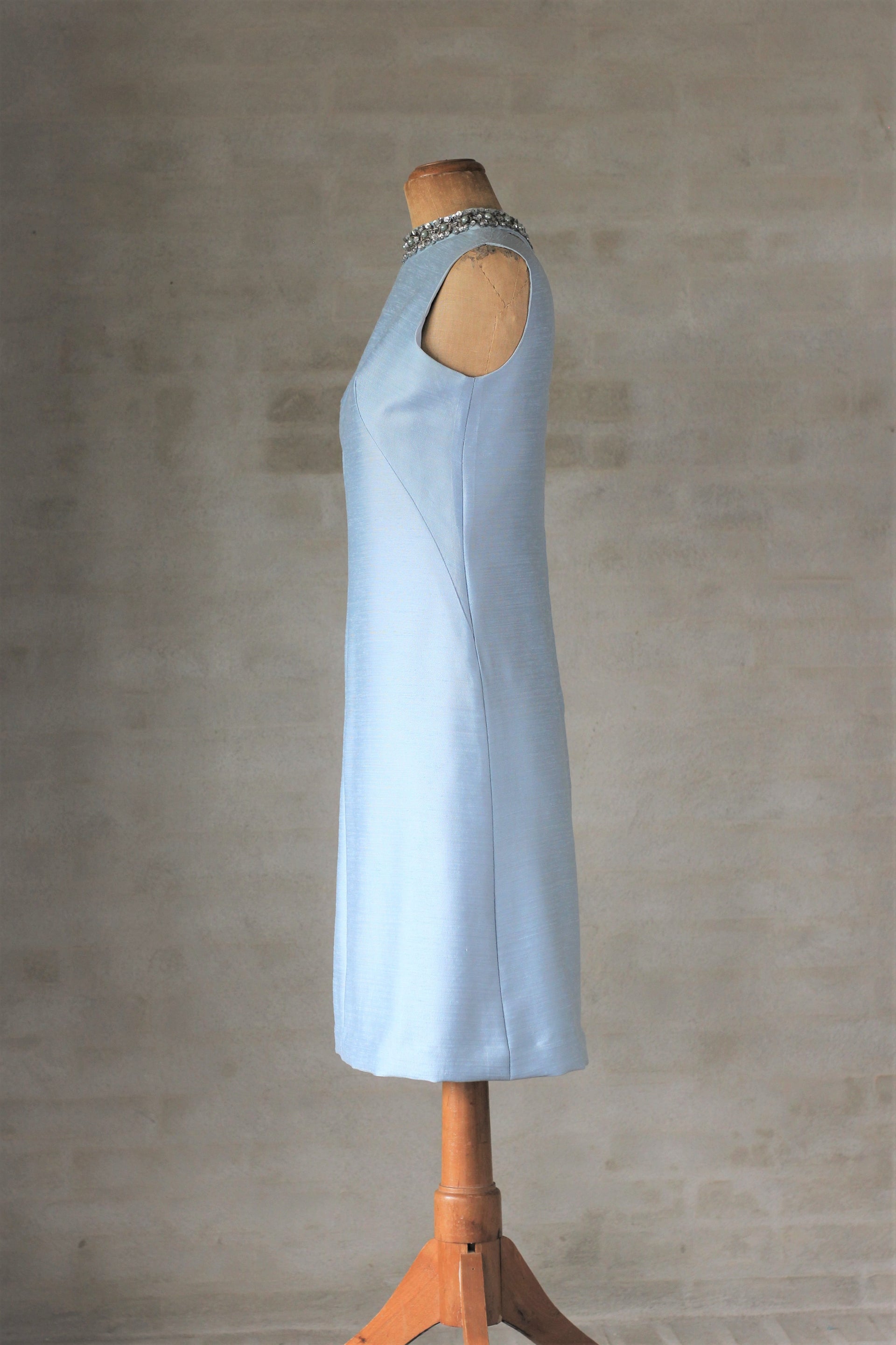 1960's Light Blue Raw Silk Dress.