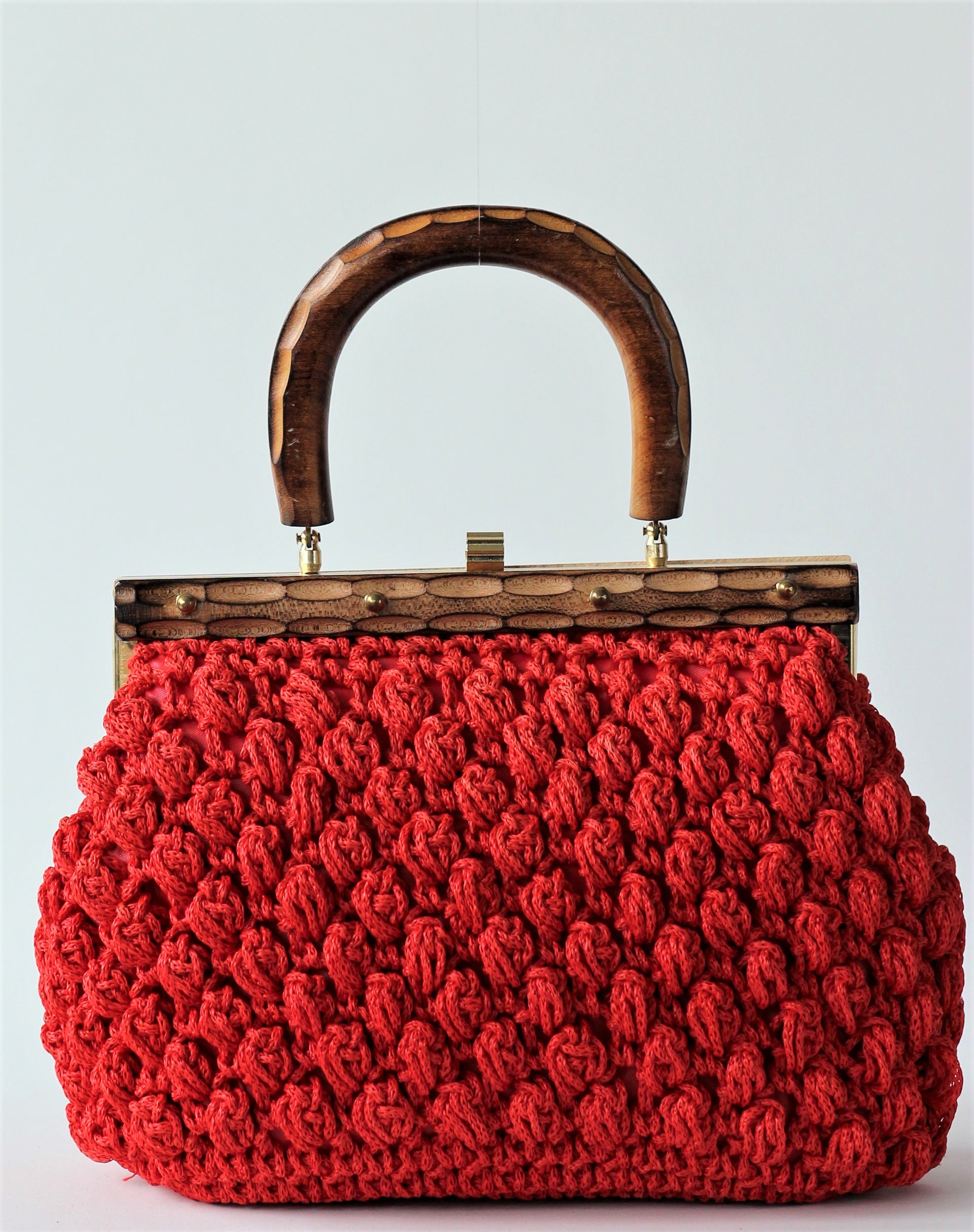 1960s Deadstock Raffia Red Top Handle Bag