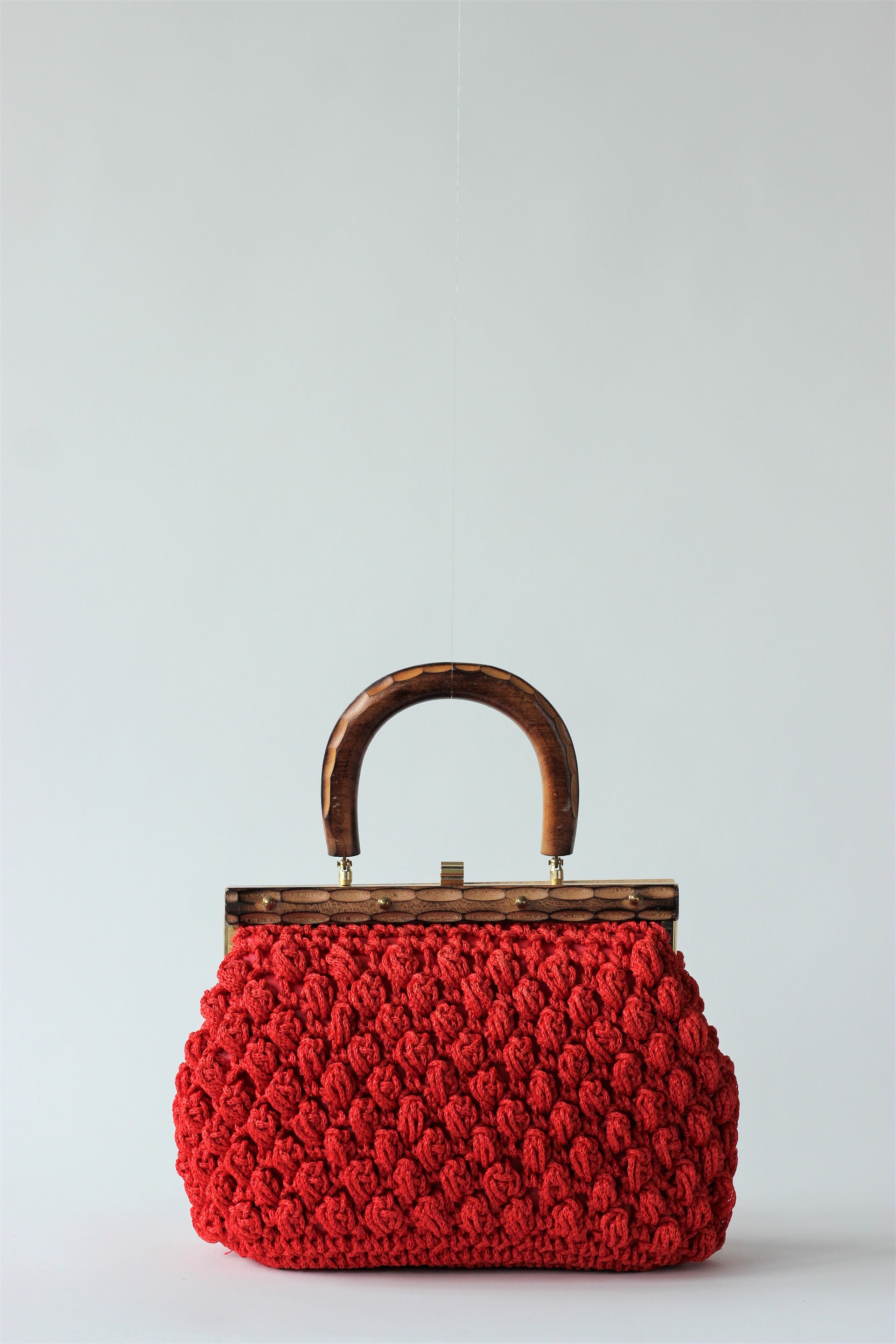 1960s Deadstock Raffia Red Top Handle Bag
