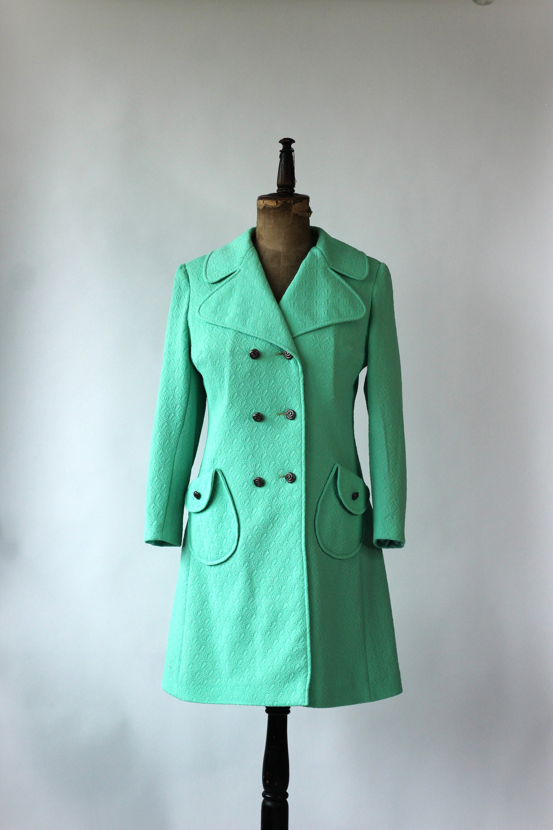 1960s Mint Green Mod Coat//Size M