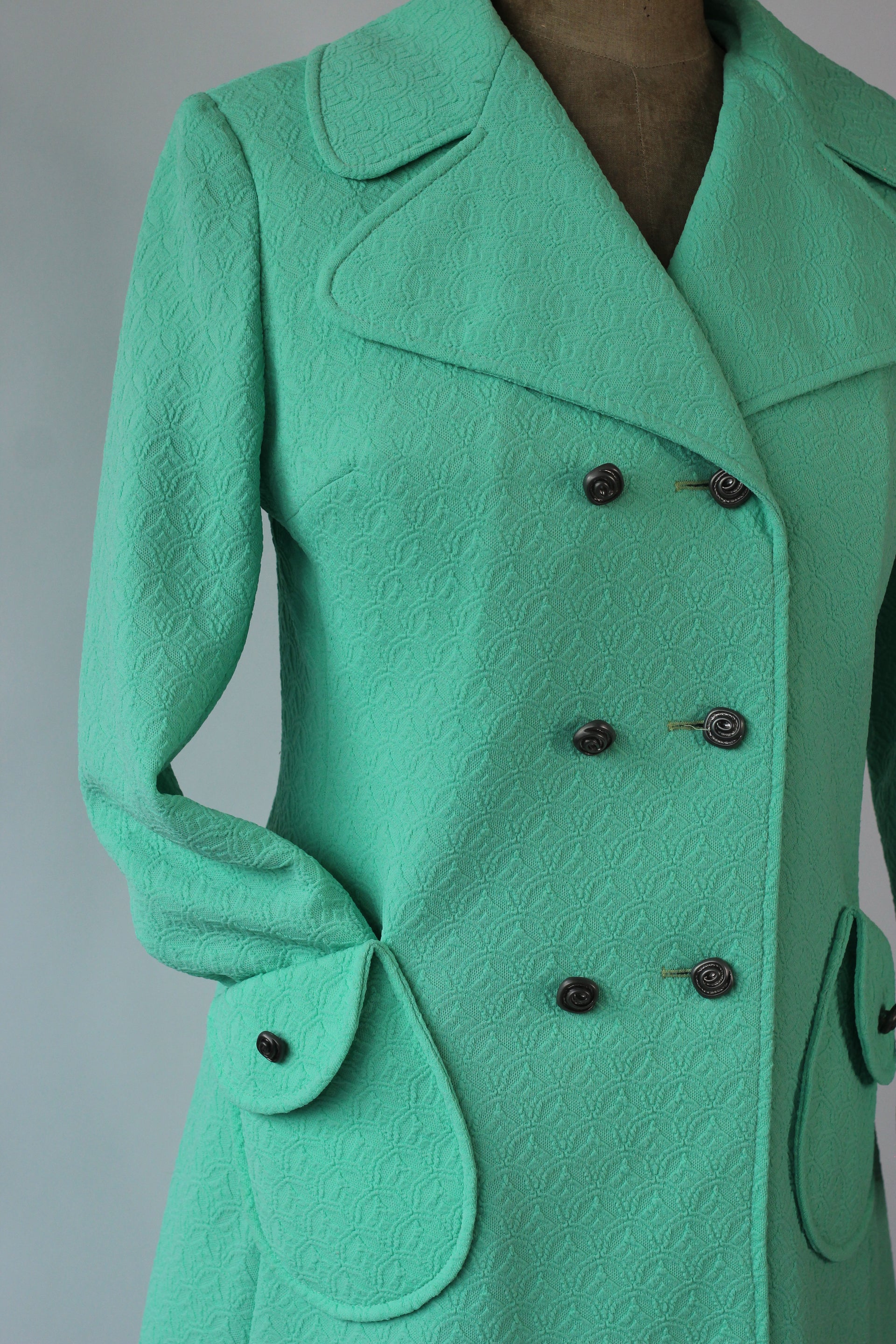 1960s Mint Green Mod Coat//Size M