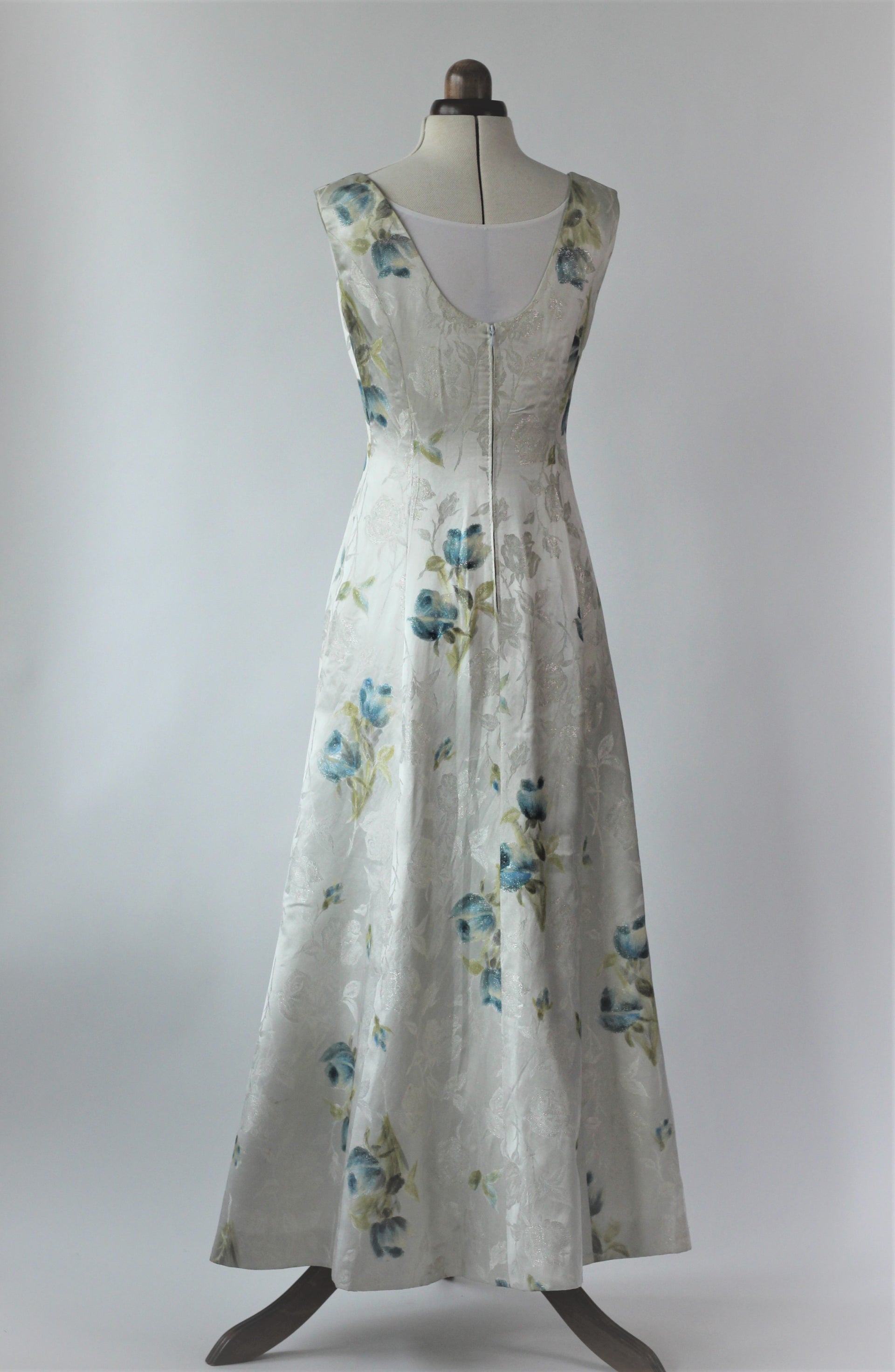 1950s - 1960s Long Dress in Brocade Fabric//Made in Denmark//Size M