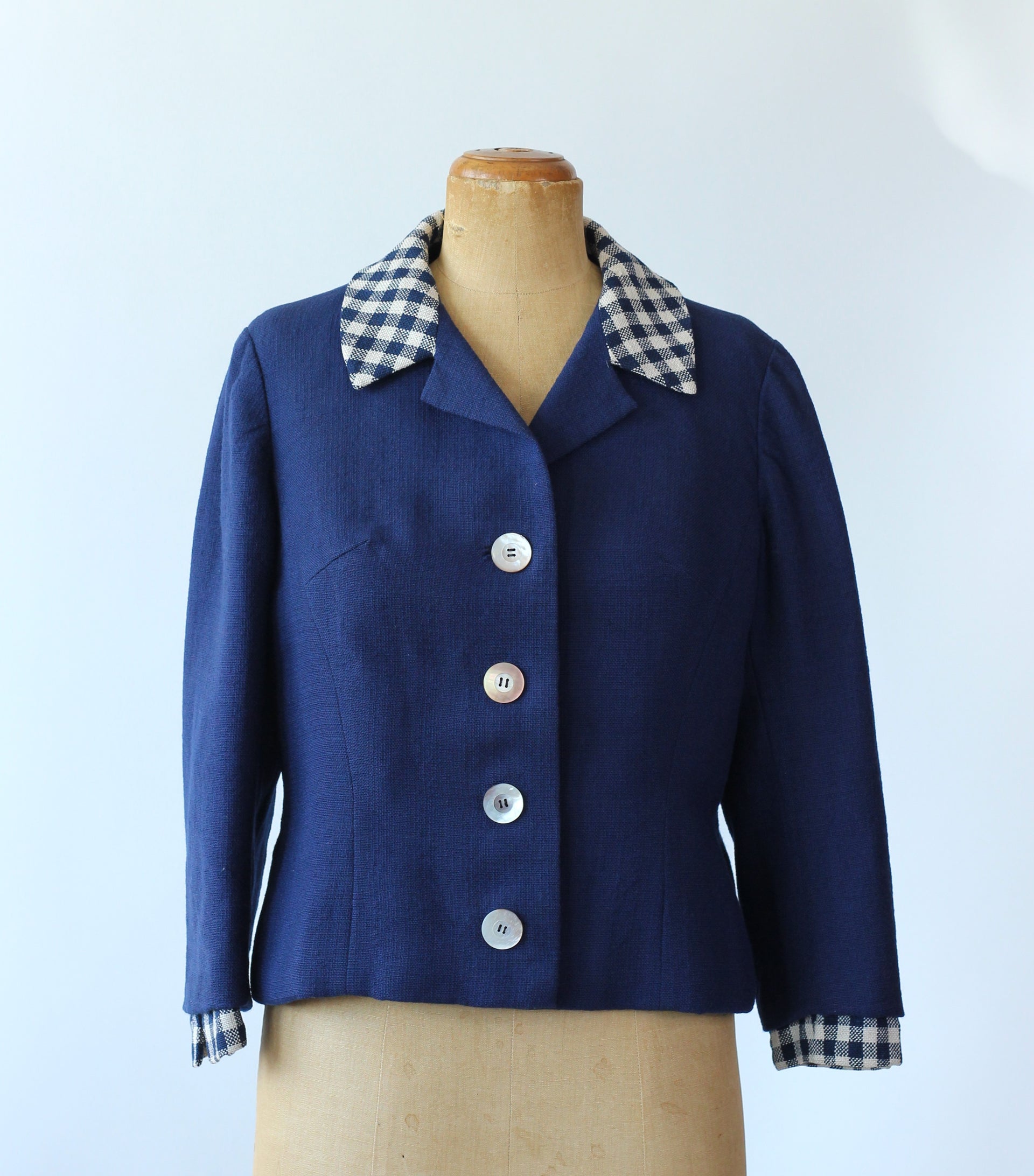 1950s Blue Short Couturier Blazer/Jacket//Size M