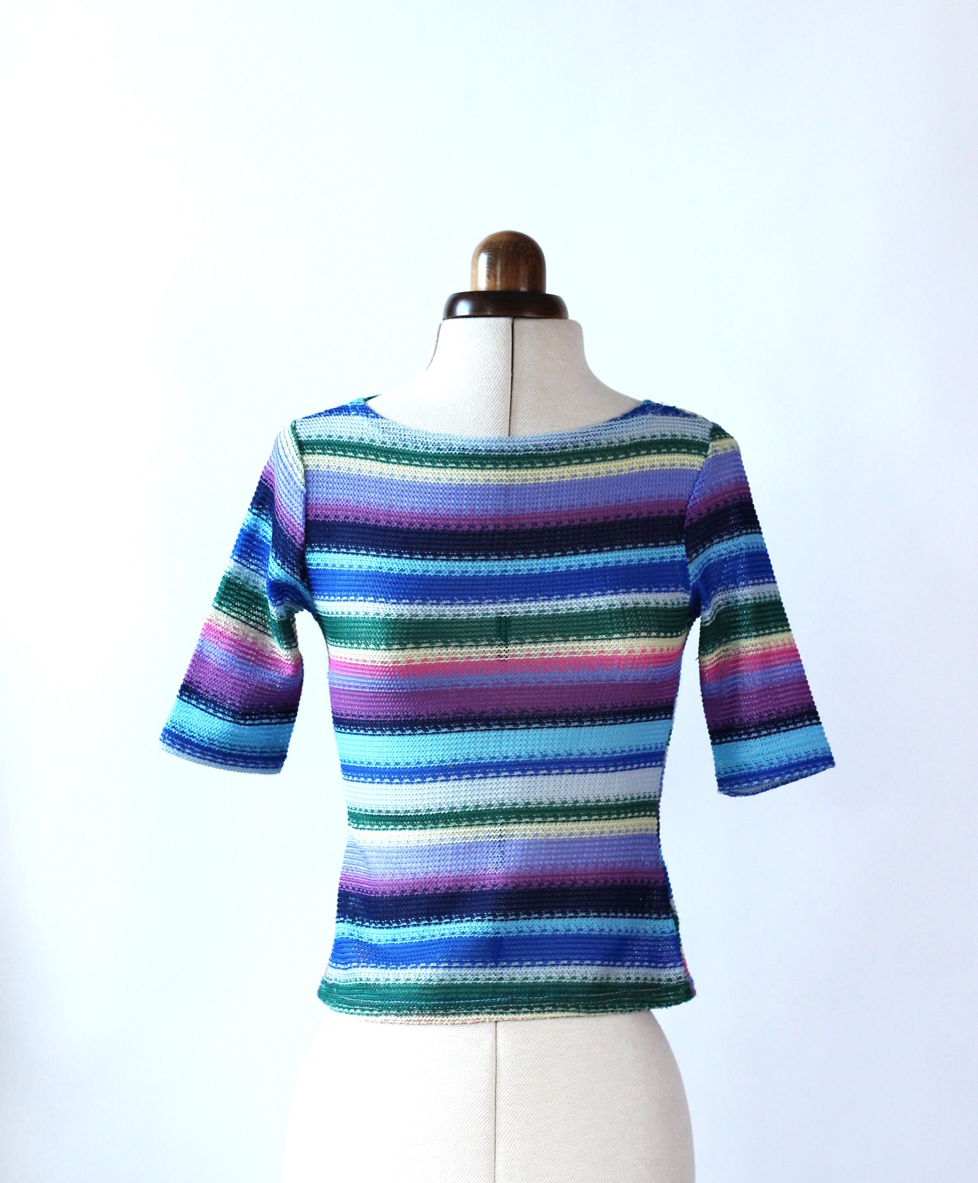 1990s Colorful Striped Knit Top//Size S