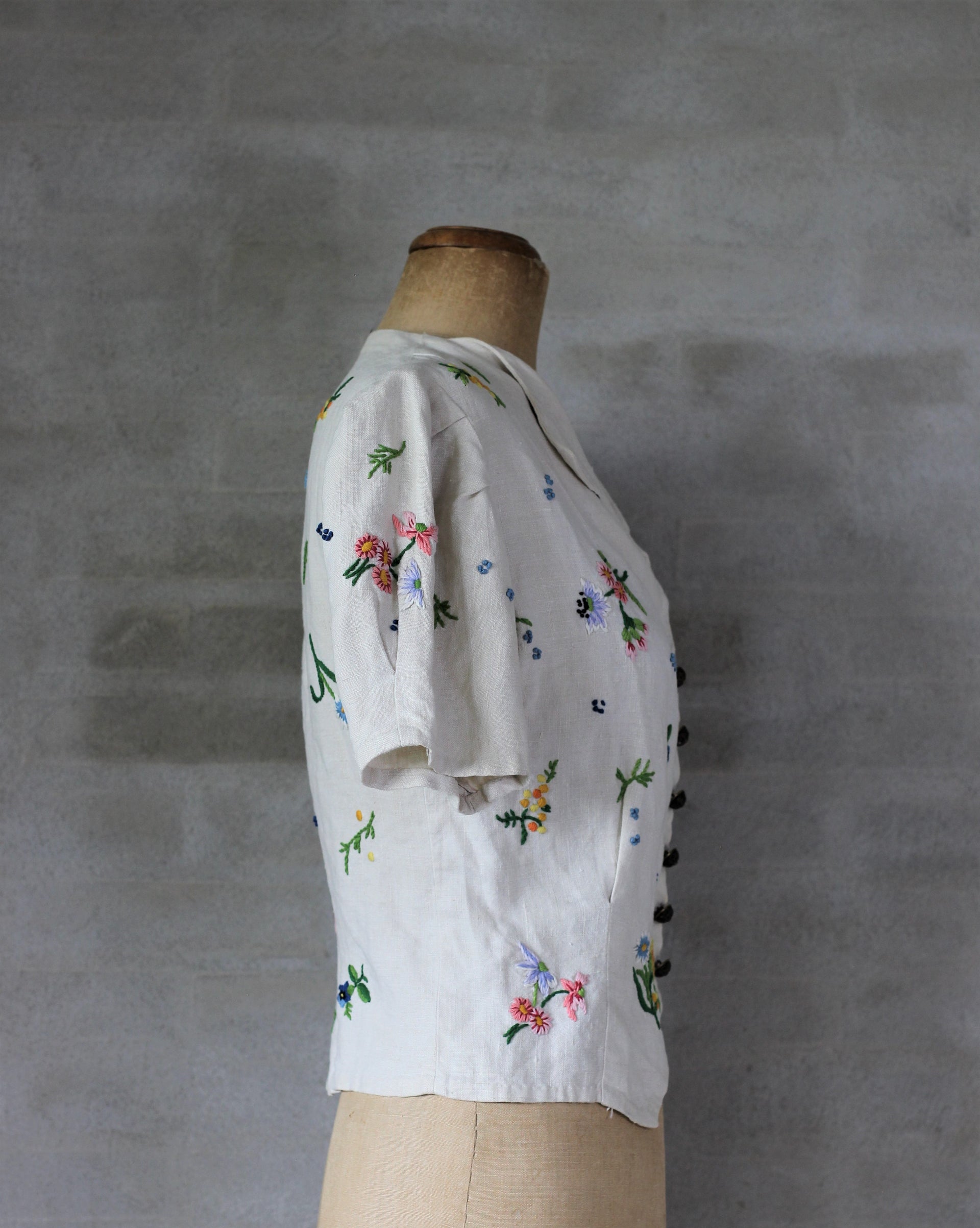 1930s Linen Blouse/Summer Jacket//Size M