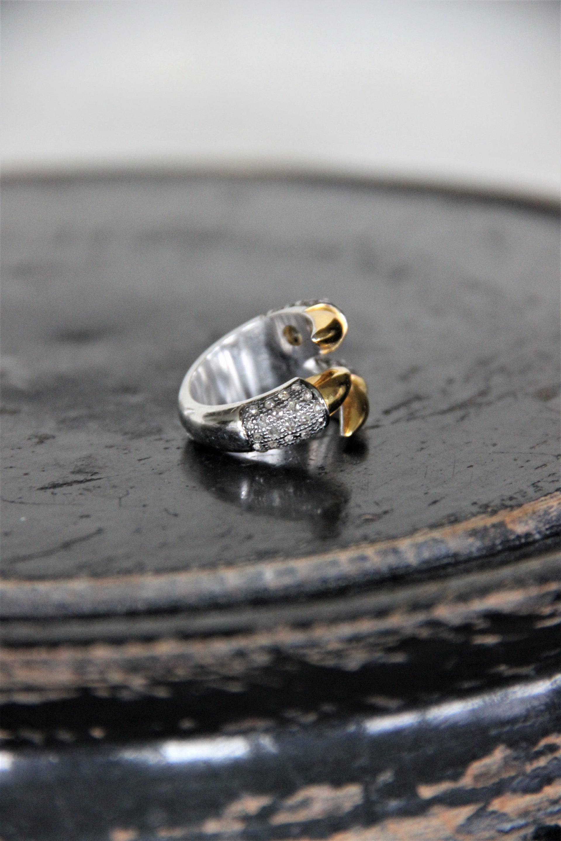 Claw Silver Ring with Rose Cut Diamonds PRE-ORDER