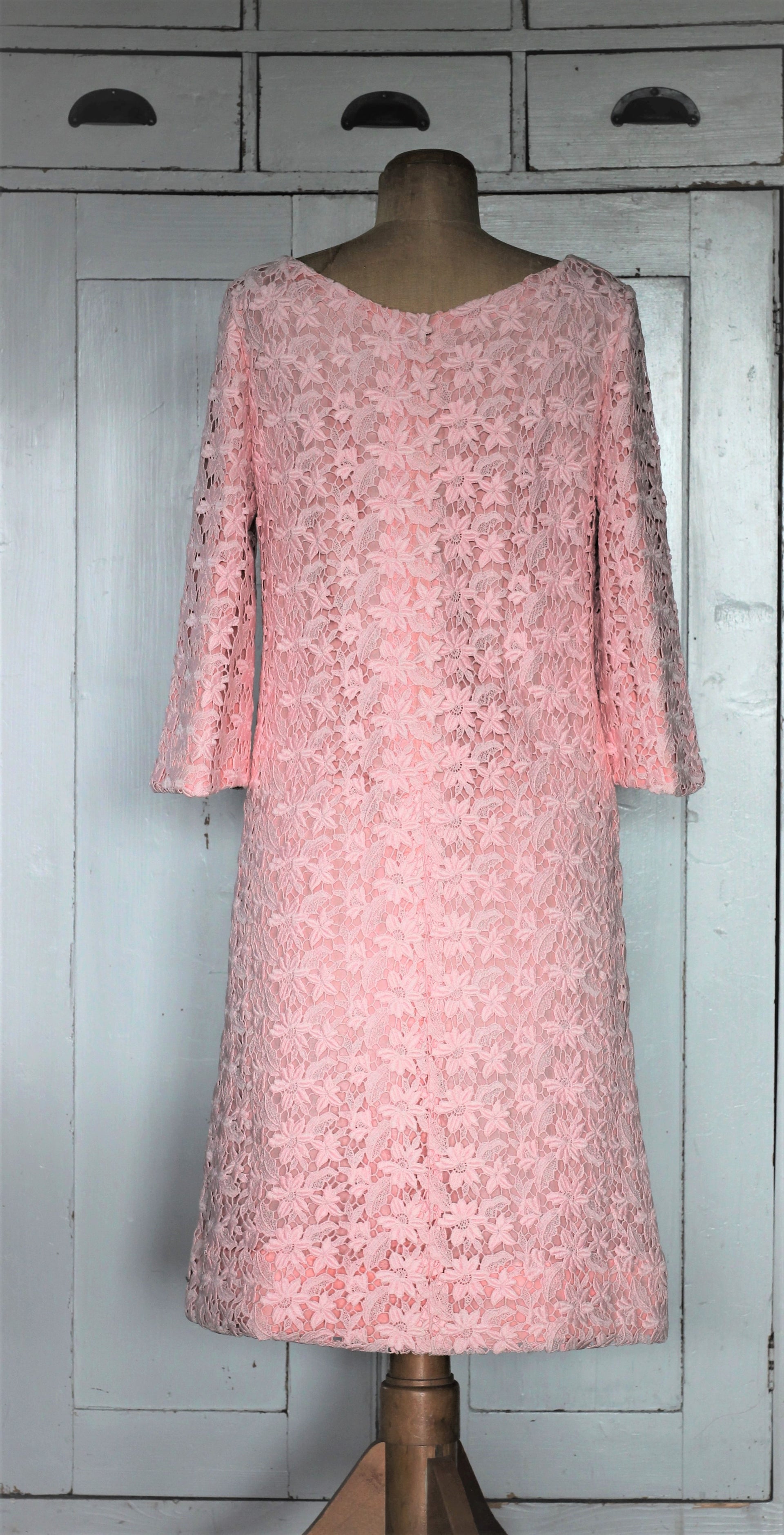 1960's Pink Cotton Lace Dress