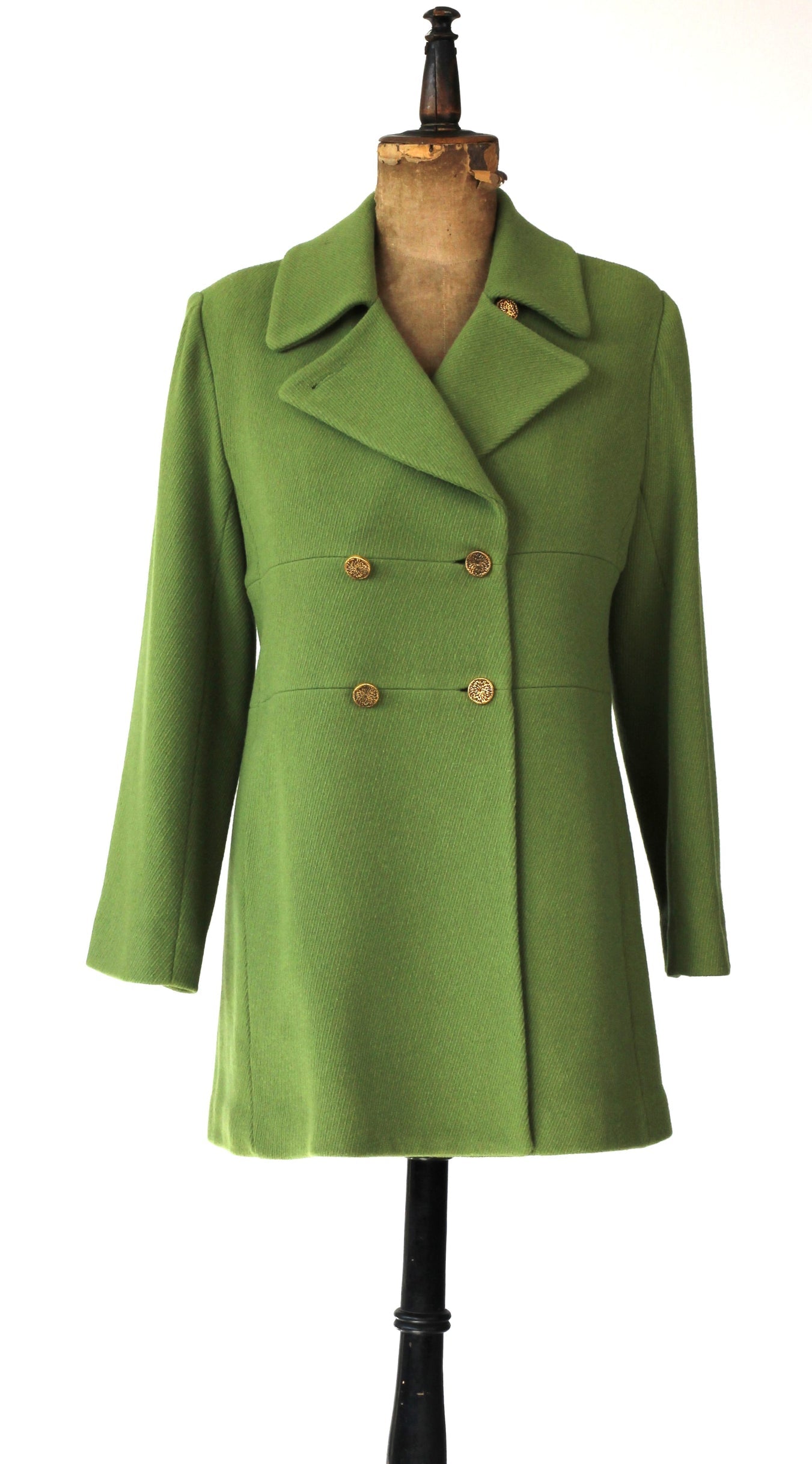 1990s Vintage Lime Green Double Breast Coat//Size M/L