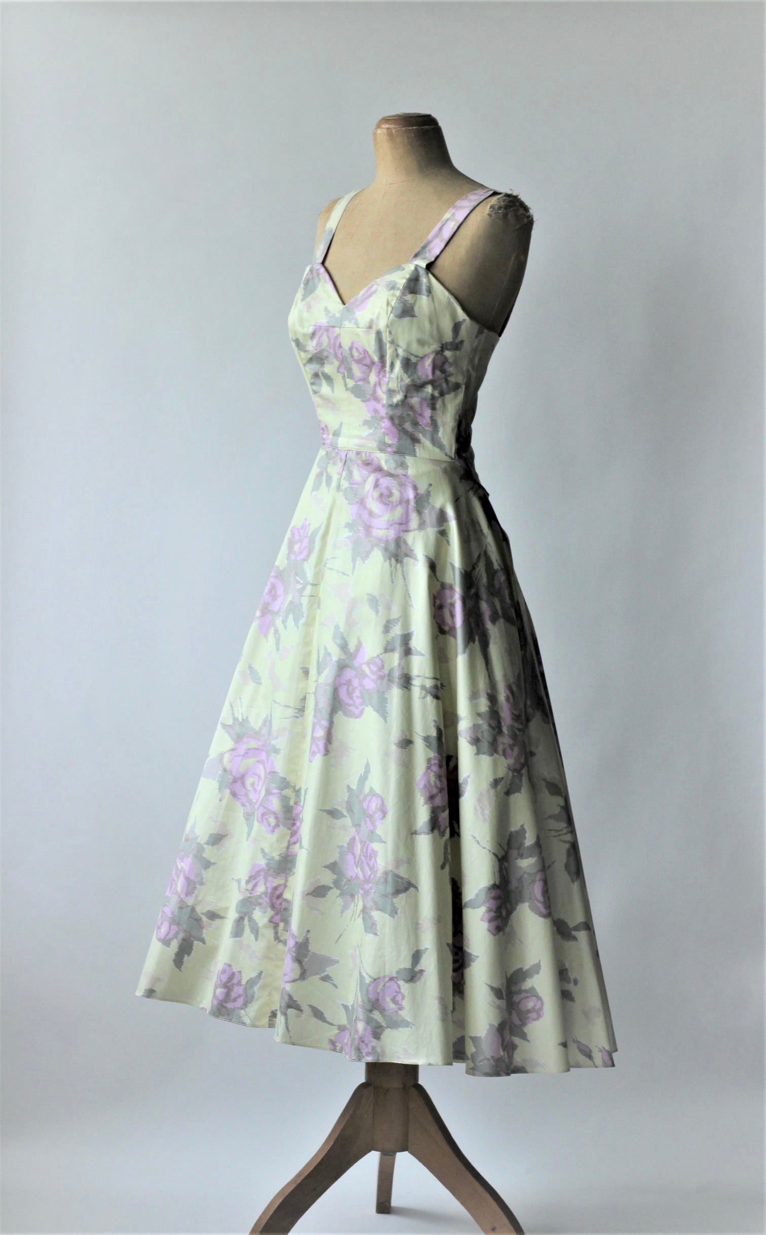 1950s Cotton Floral Print Dress and Bolero//Corsage Top//Size S