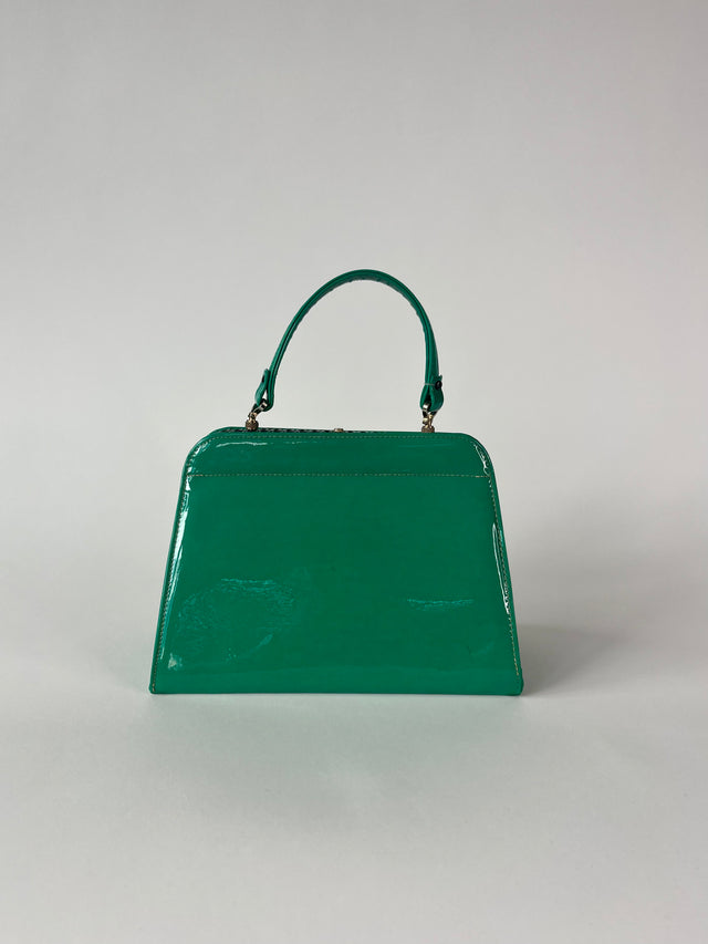 1960s Danish Design Green Leather Handbag.