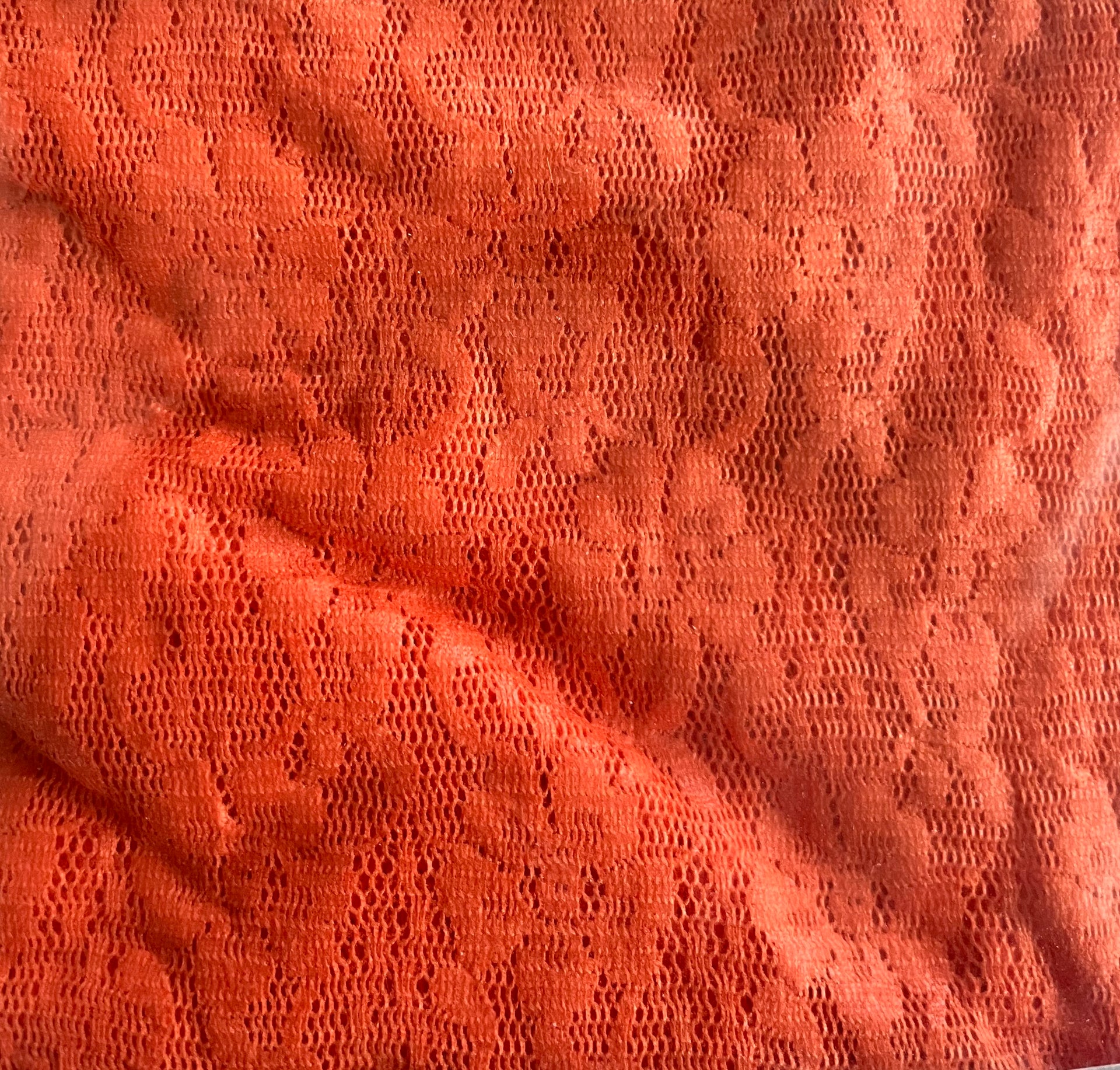 1980s Orange Floral Lace Bodysuit//Size XS-M