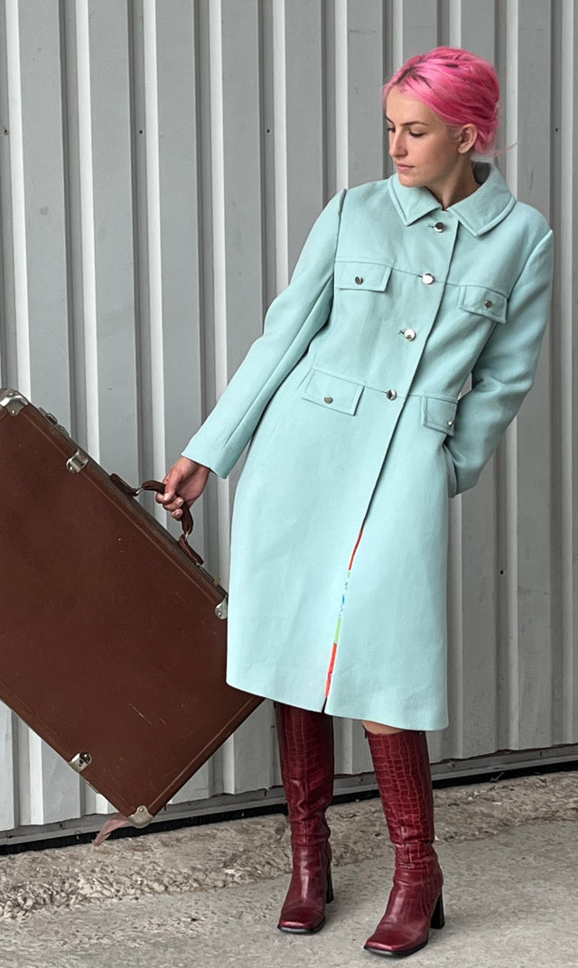 1960s Mint Green Wool Mod Coat//Size M/L