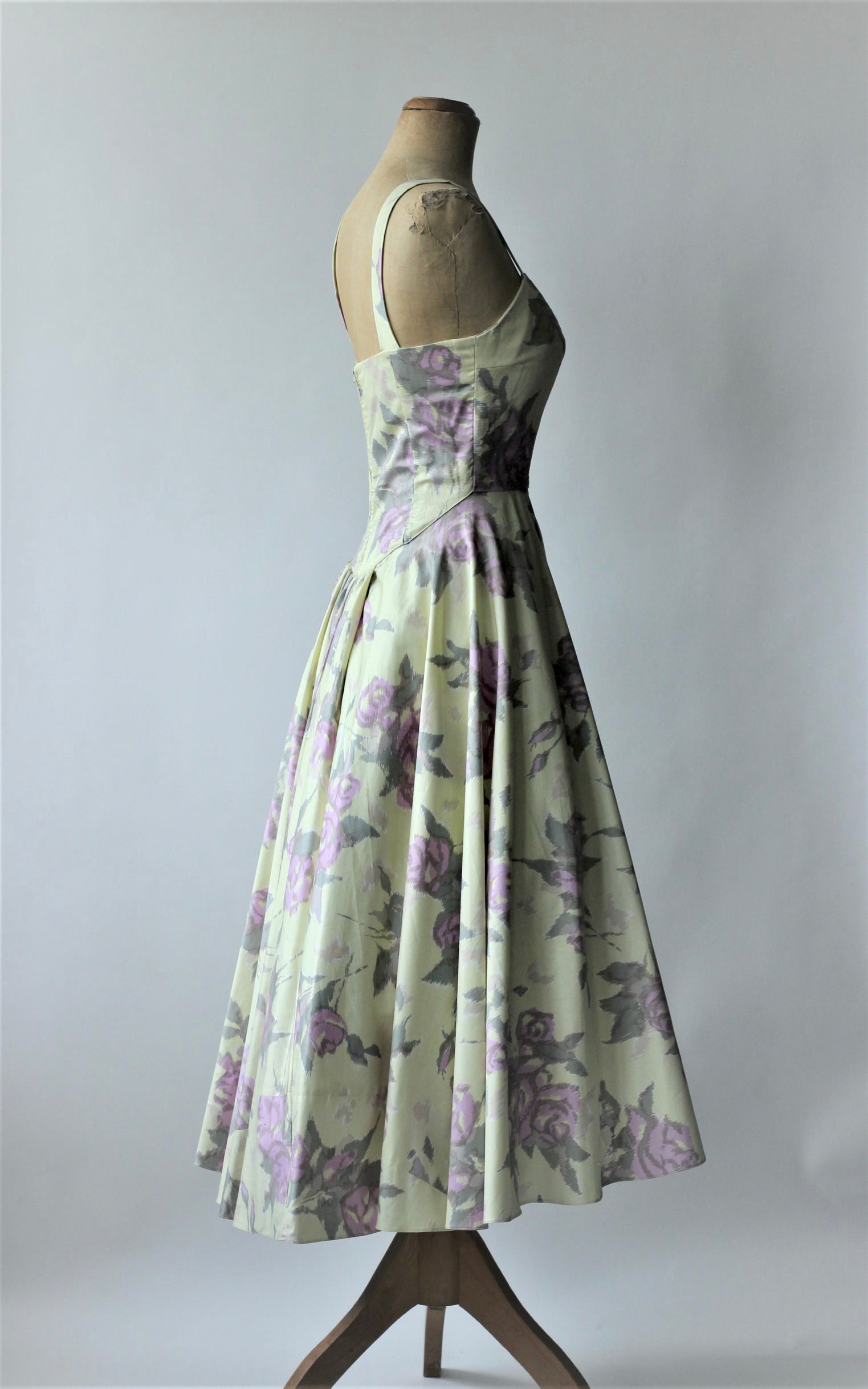 1950s Cotton Floral Print Dress and Bolero//Corsage Top//Size S